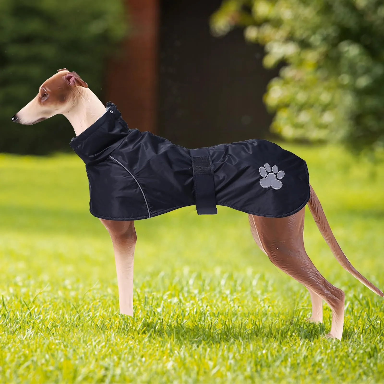 Geyecete Invernale Cappotto levriero,Impermeabile Cane Taglia Grande,Cappotto cane con fodera in pile caldo,Pullover Cane con Collo alto antivento,Giacca per cani media e grande-Nero-XS - immagine 4