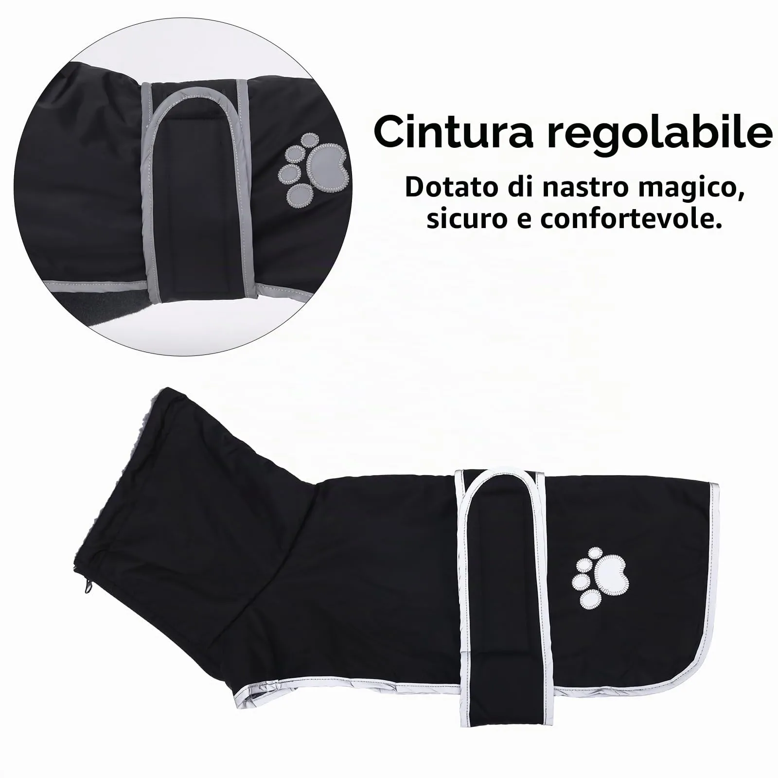 Geyecete -Invernale Cappotto per cane bassotti, con fodera in pile polare,impermeabile abbigliamento da esterni con Foro per Imbracatura,Giacca per cani piccola y media-Nero-L - immagine 3