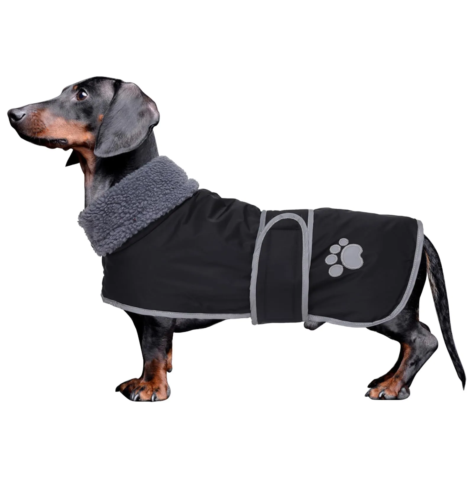 Geyecete -Invernale Cappotto per cane bassotti, con fodera in pile polare,impermeabile abbigliamento da esterni con Foro per Imbracatura,Giacca per cani piccola y media-Nero-XS - immagine 1