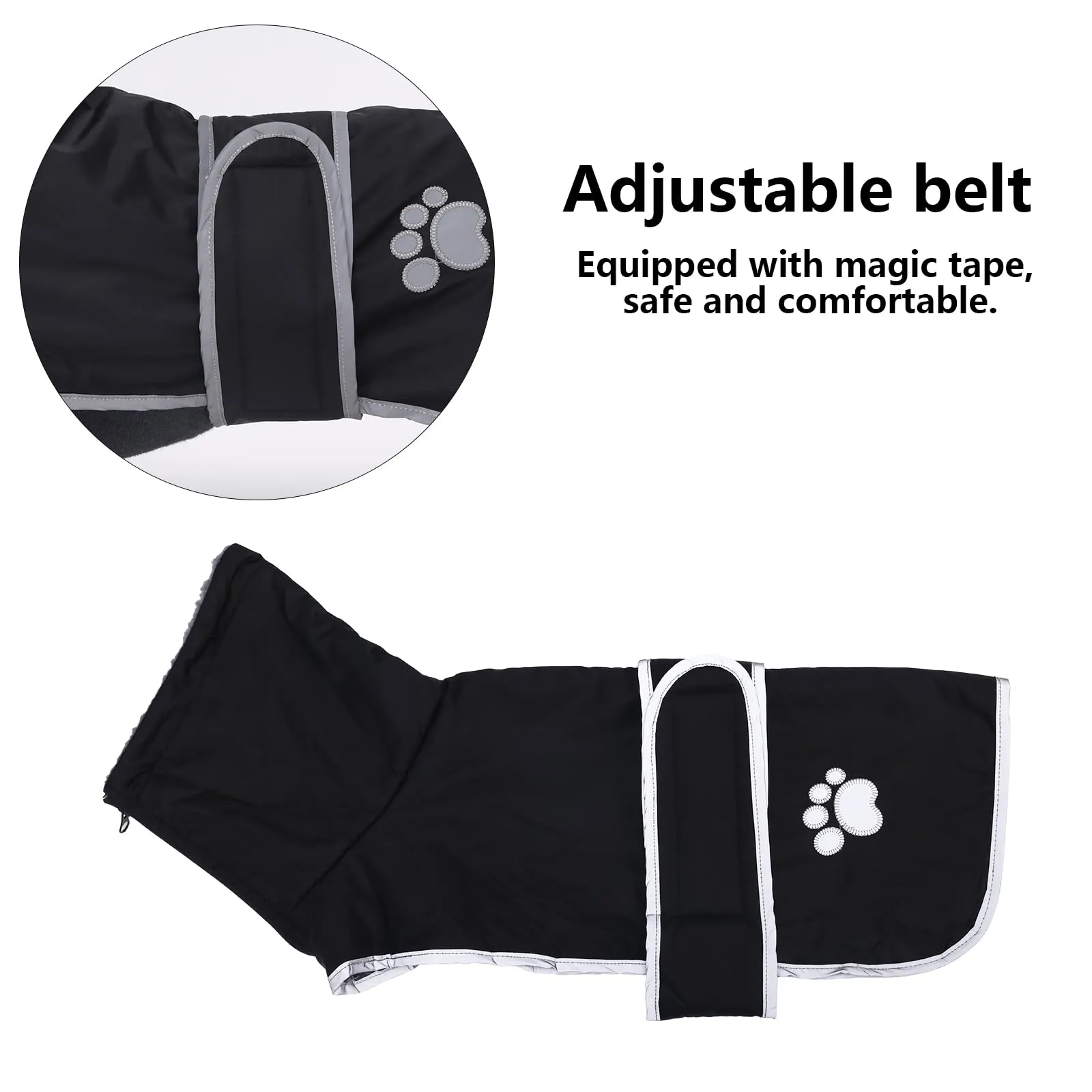 Geyecete -Invernale Cappotto per cane bassotti, con fodera in pile polare,impermeabile abbigliamento da esterni con Foro per Imbracatura,Giacca per cani piccola y media-Nero-XS - immagine 3