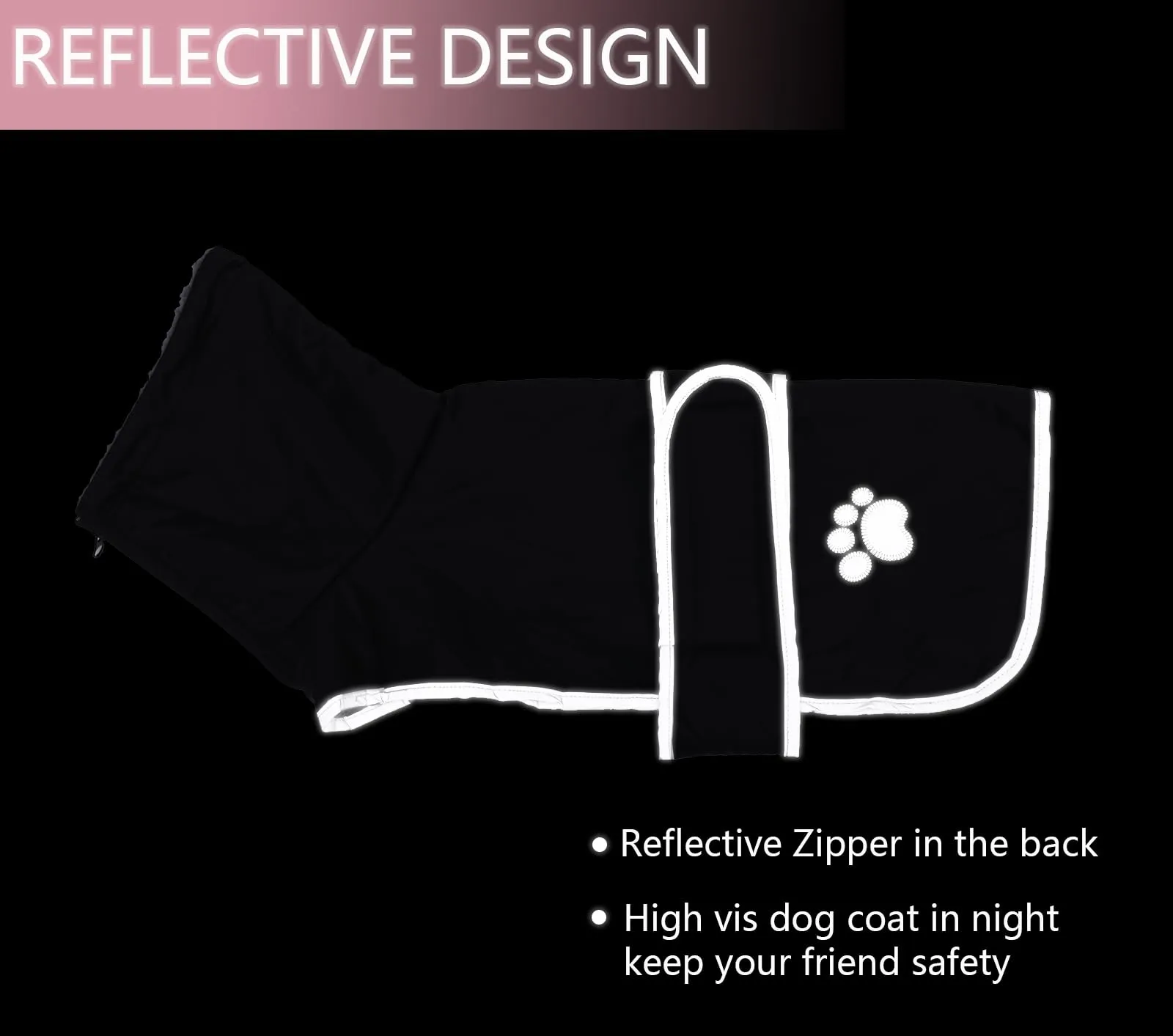 Geyecete -Invernale Cappotto per cane bassotti, con fodera in pile polare,impermeabile abbigliamento da esterni con Foro per Imbracatura,Giacca per cani piccola y media-Nero-XS - immagine 5