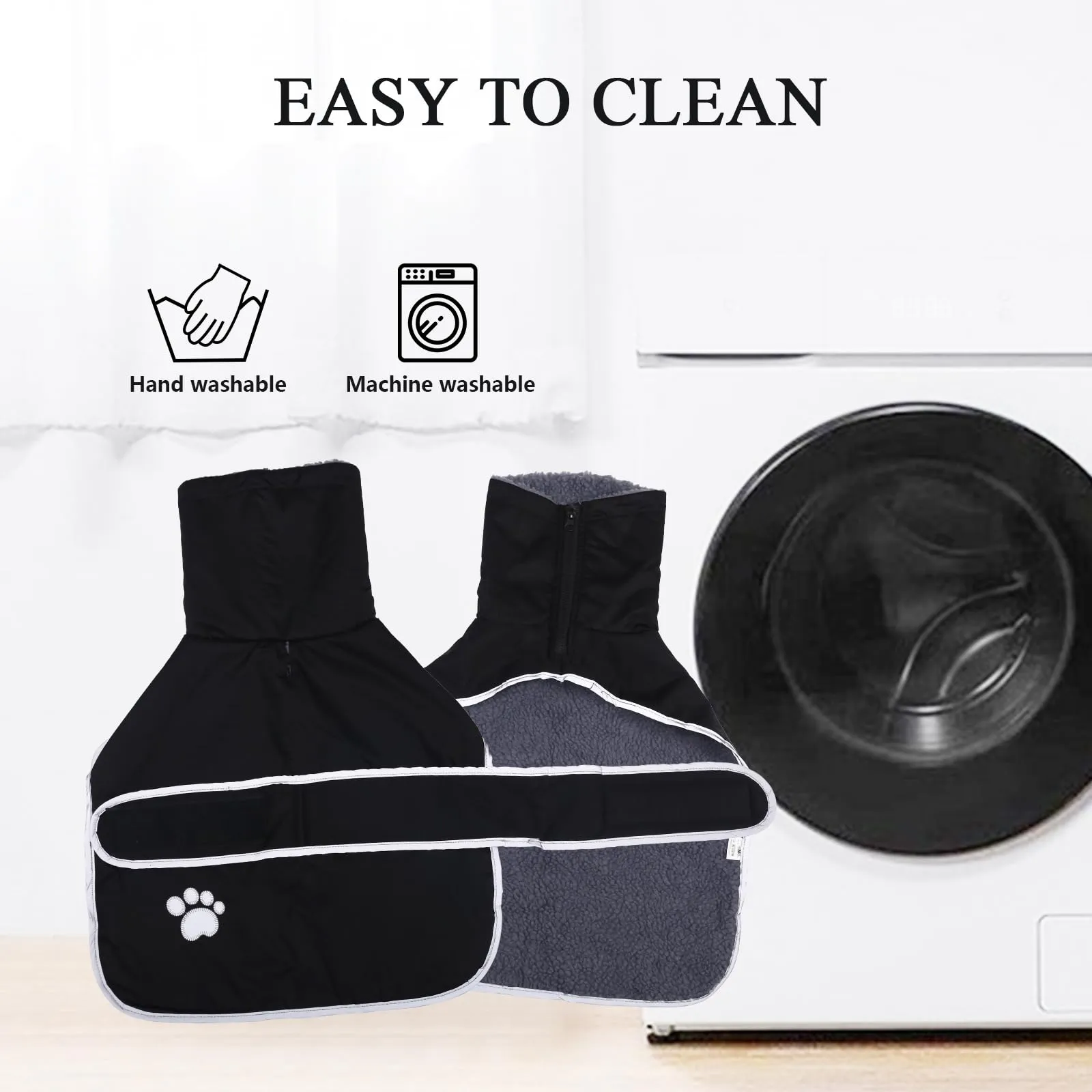 Geyecete -Invernale Cappotto per cane bassotti, con fodera in pile polare,impermeabile abbigliamento da esterni con Foro per Imbracatura,Giacca per cani piccola y media-Nero-XS - immagine 7