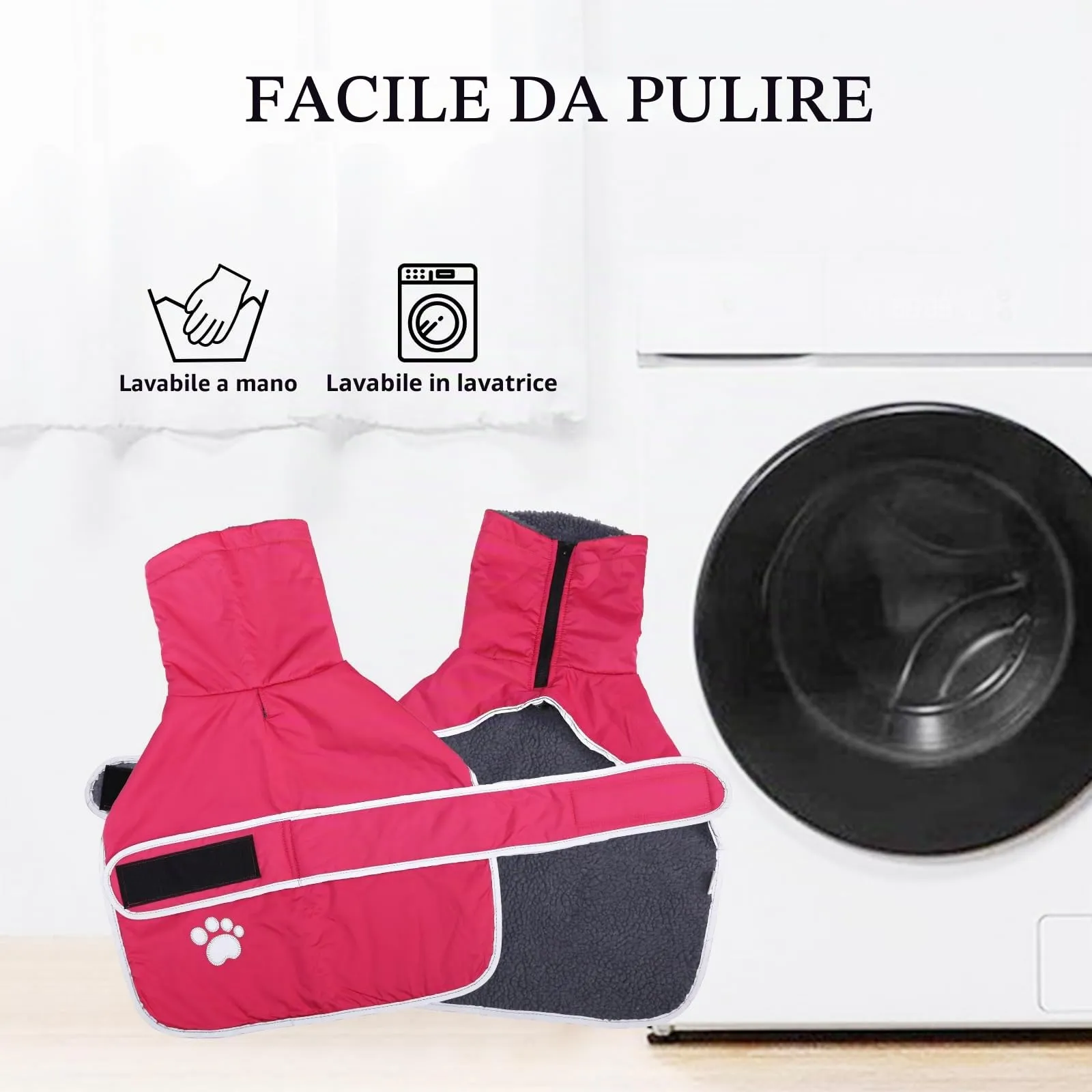 Geyecete -Invernale Cappotto per cane bassotti, con fodera in pile polare,impermeabile abbigliamento da esterni con Foro per Imbracatura,Giacca per cani piccola y media-Rosa-S - immagine 7
