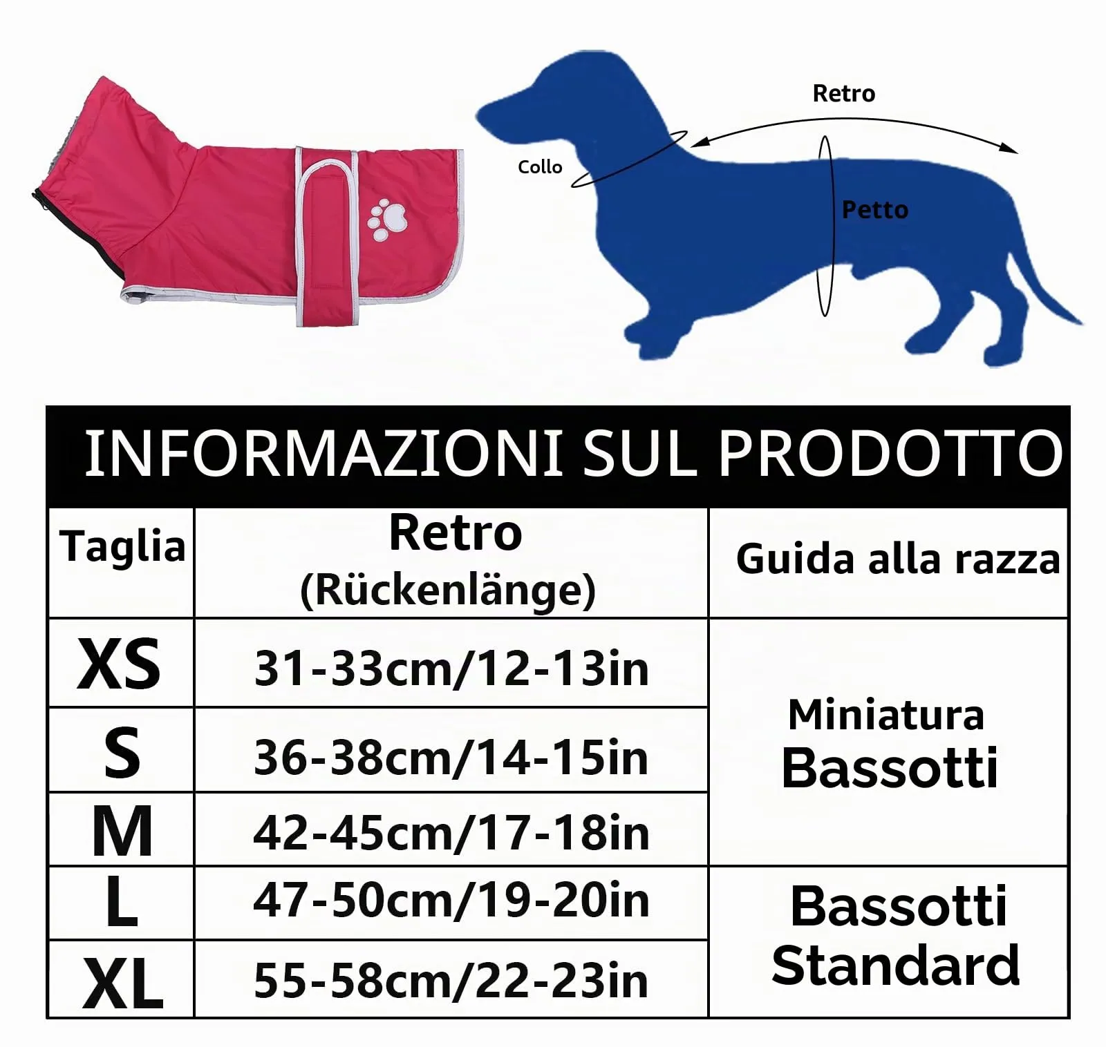 Geyecete -Invernale Cappotto per cane bassotti, con fodera in pile polare,impermeabile abbigliamento da esterni con Foro per Imbracatura,Giacca per cani piccola y media-Rosa-M - immagine 4