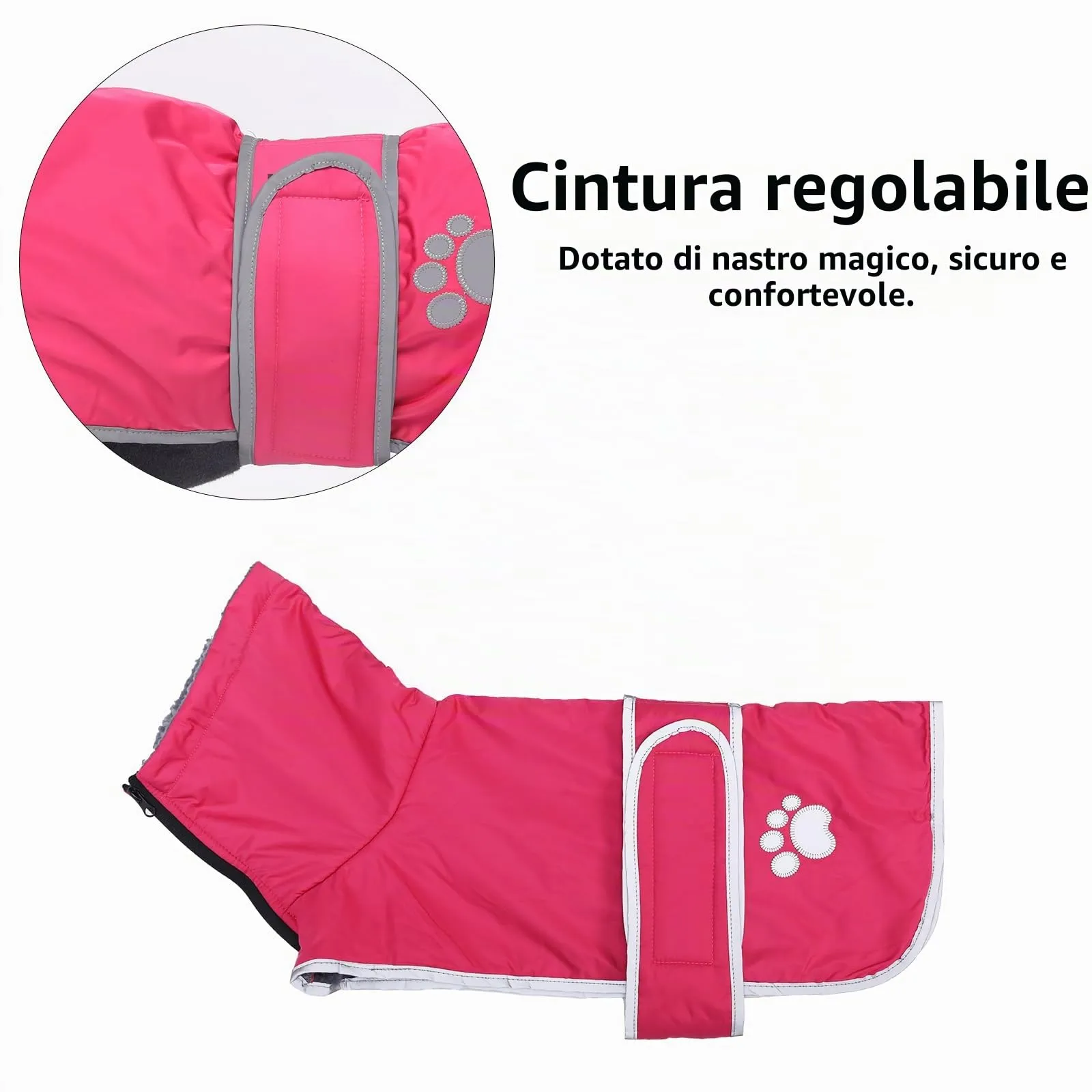 Geyecete -Invernale Cappotto per cane bassotti, con fodera in pile polare,impermeabile abbigliamento da esterni con Foro per Imbracatura,Giacca per cani piccola y media-Rosa-L - immagine 3
