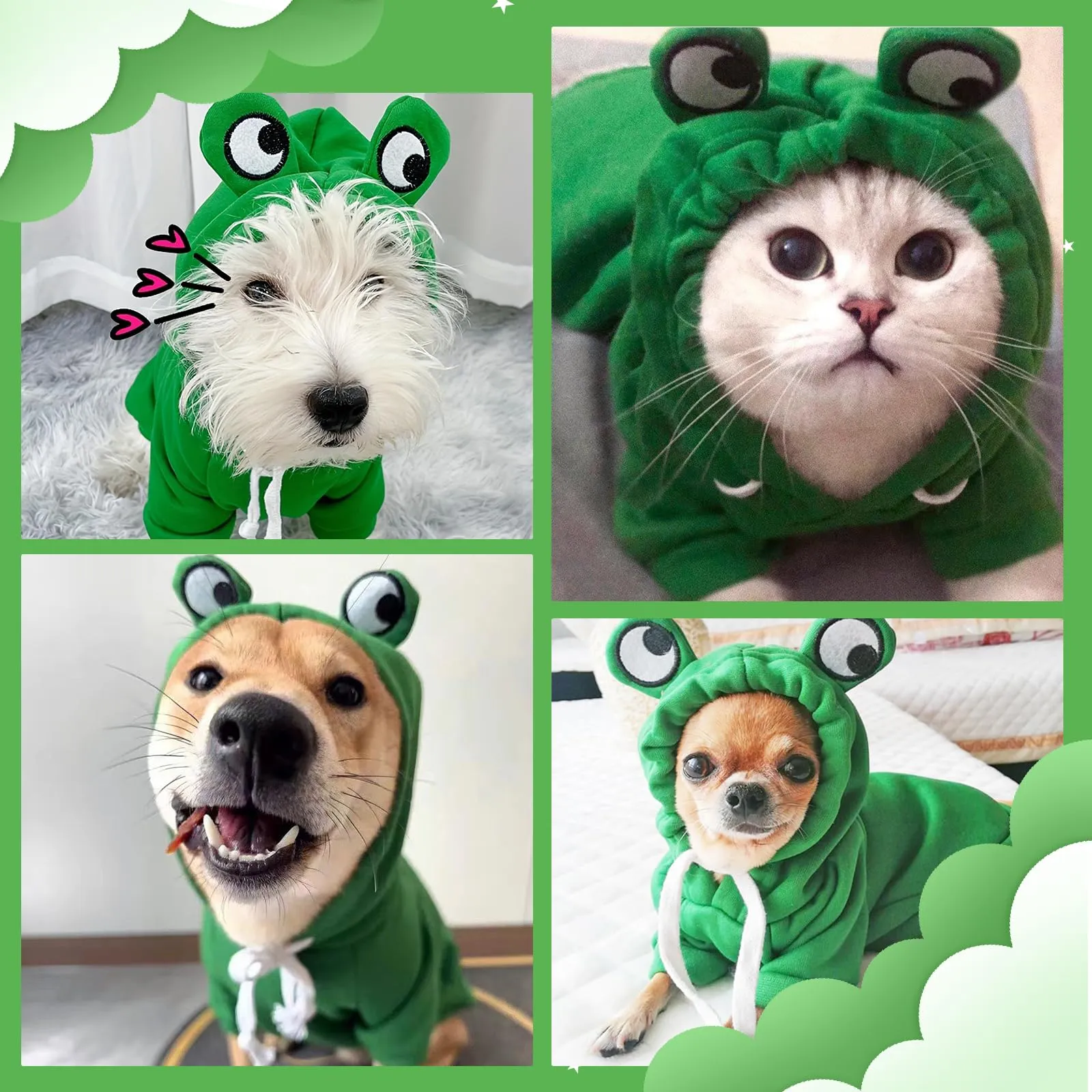 Costume Halloween Cane, 3 Pezzi Divertente Vestito di Rana Cani, Taglia XXS - immagine 7
