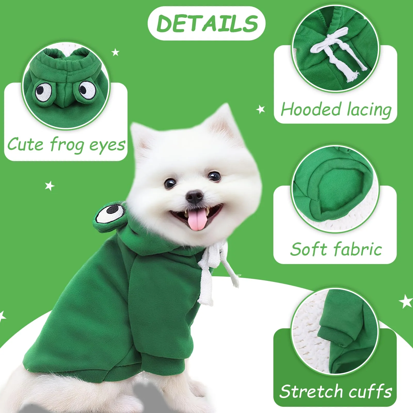 Costume Halloween Cane, 3 Pezzi Divertente Vestito di Rana Cani, Taglia M - immagine 3