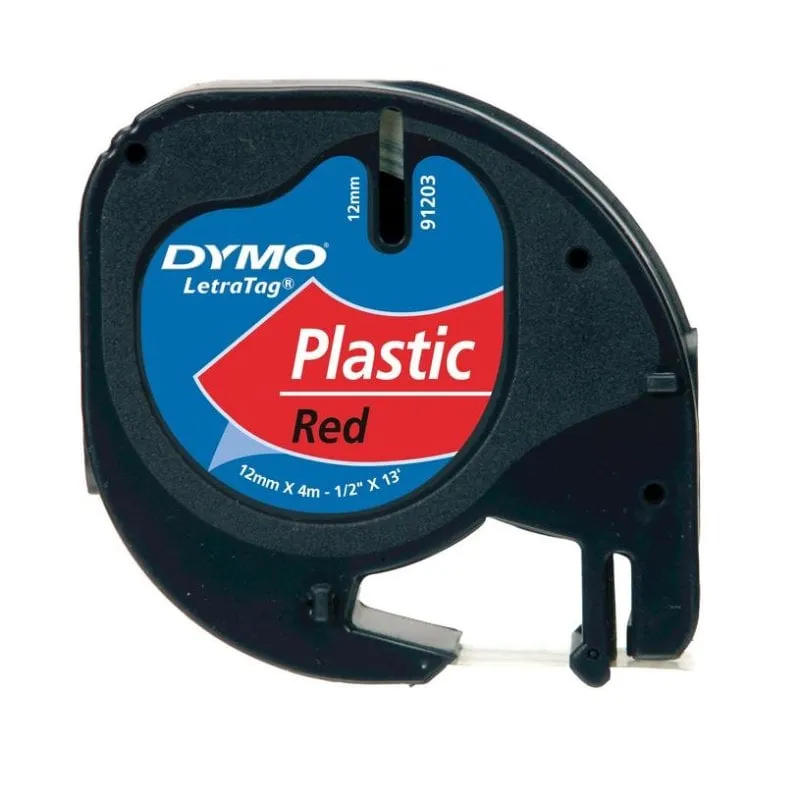 Nastro per etichettatrice DYMO S0721630 nero su rosso poliestere 12 mm - immagine 1