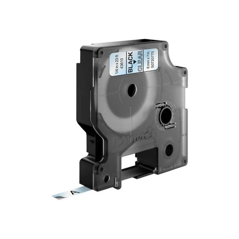 Etichetta DYMO D1 6mm x 7m Nero su Trasparente Poliestere - immagine 1