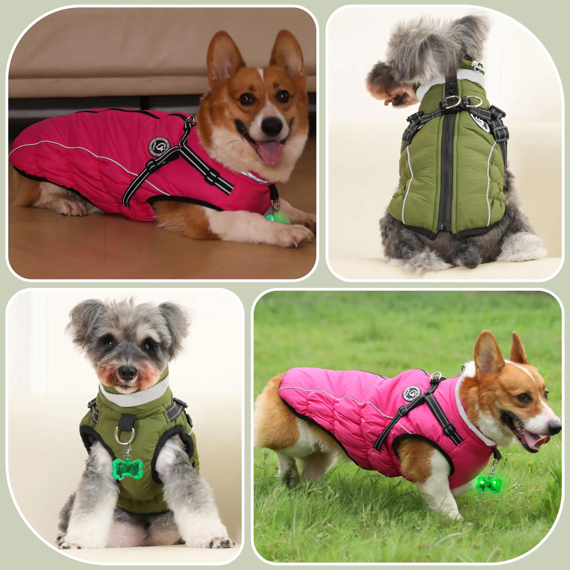 HezzLuv Giubbotto Invernale per Cani Impermeabile con Pettorina, Strisce Riflettenti & Collare LED, Foderato in Pile, Antivento/Regolabile – Cappotto Caldo per Cani Piccoli e Medi - immagine 6