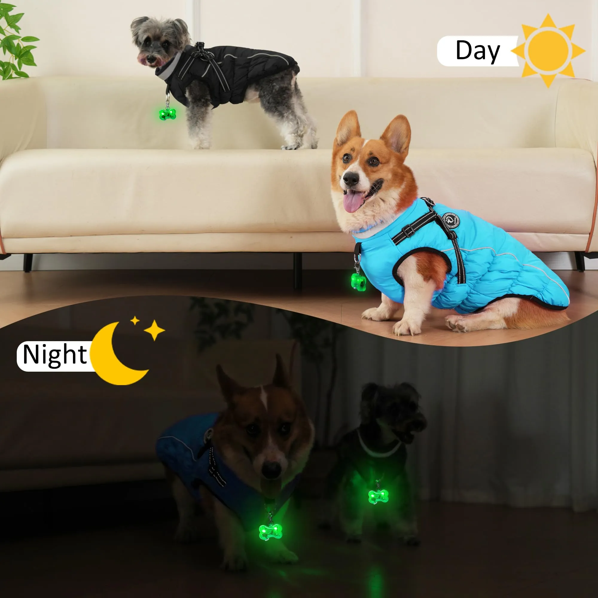 HezzLuv Giubbotto Invernale per Cani Impermeabile con Pettorina, Strisce Riflettenti & Collare LED, Foderato in Pile, Antivento/Regolabile – Cappotto Caldo per Cani Piccoli e Medi - immagine 5