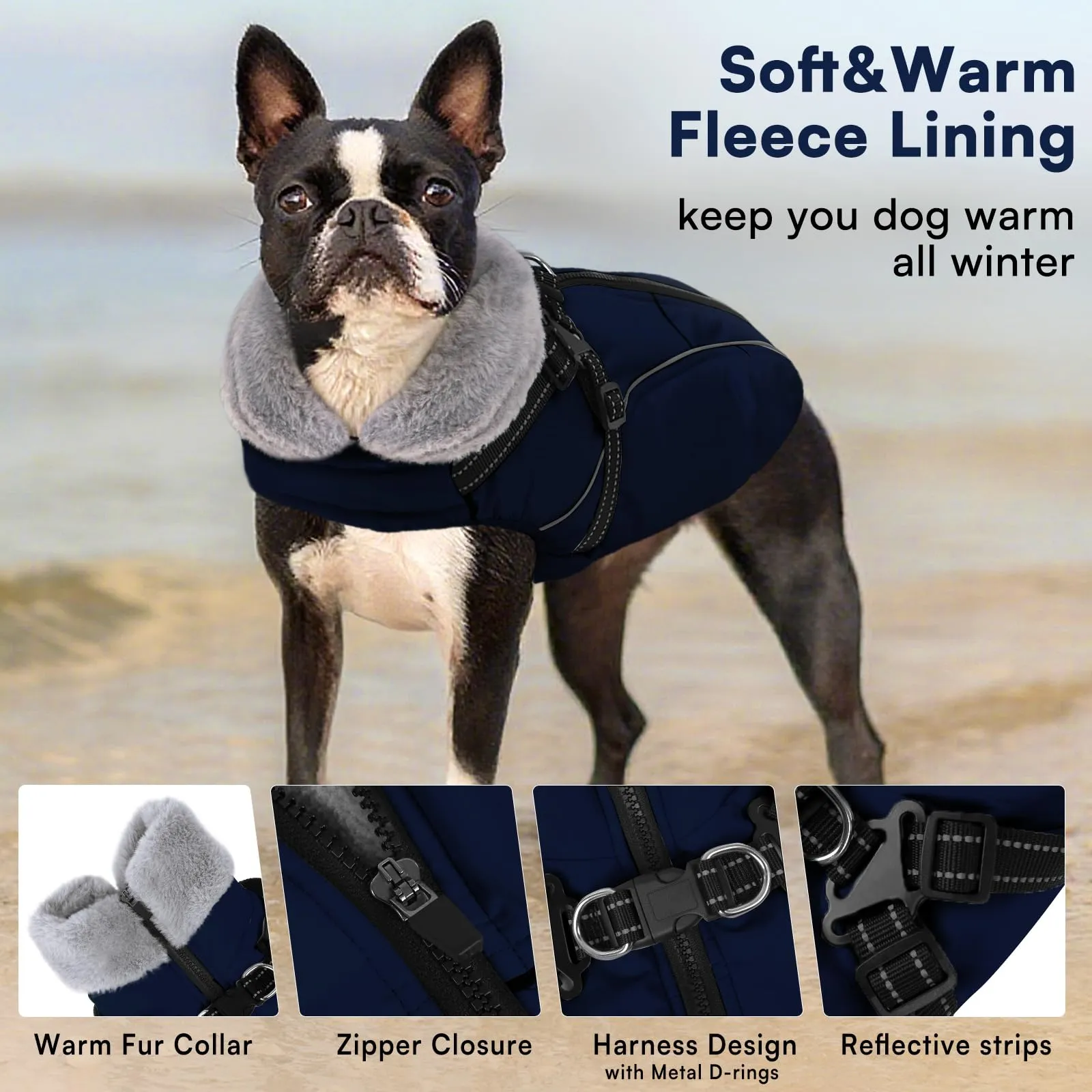 Queenmore Cappotto Cane Taglia Media Impermeabile Riflettente, con Arnese - immagine 2