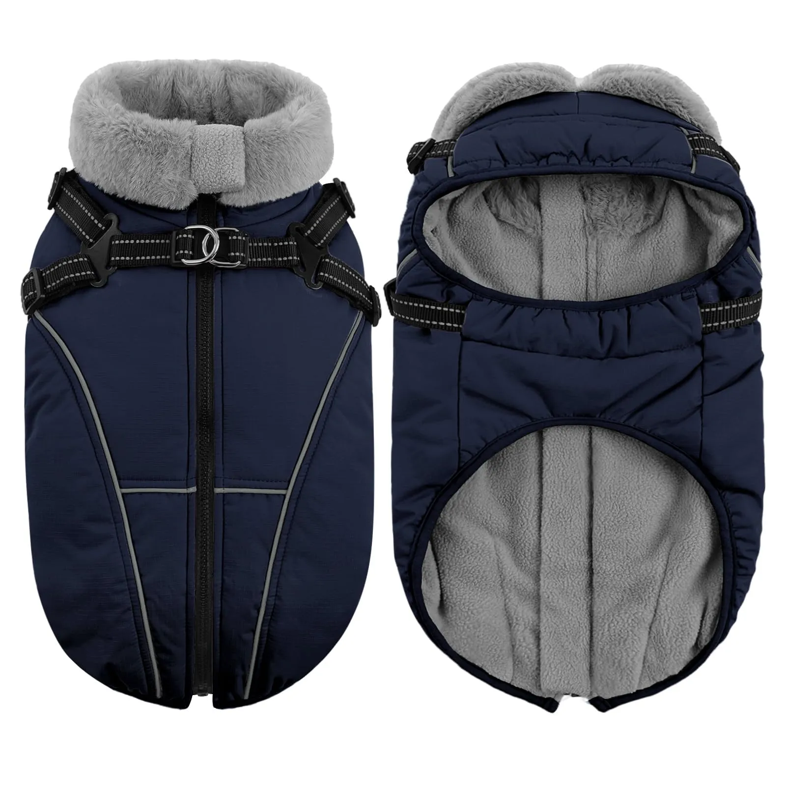Queenmore Cappotto Cane Taglia Grande Impermeabile Riflettente con Arnese - immagine 8