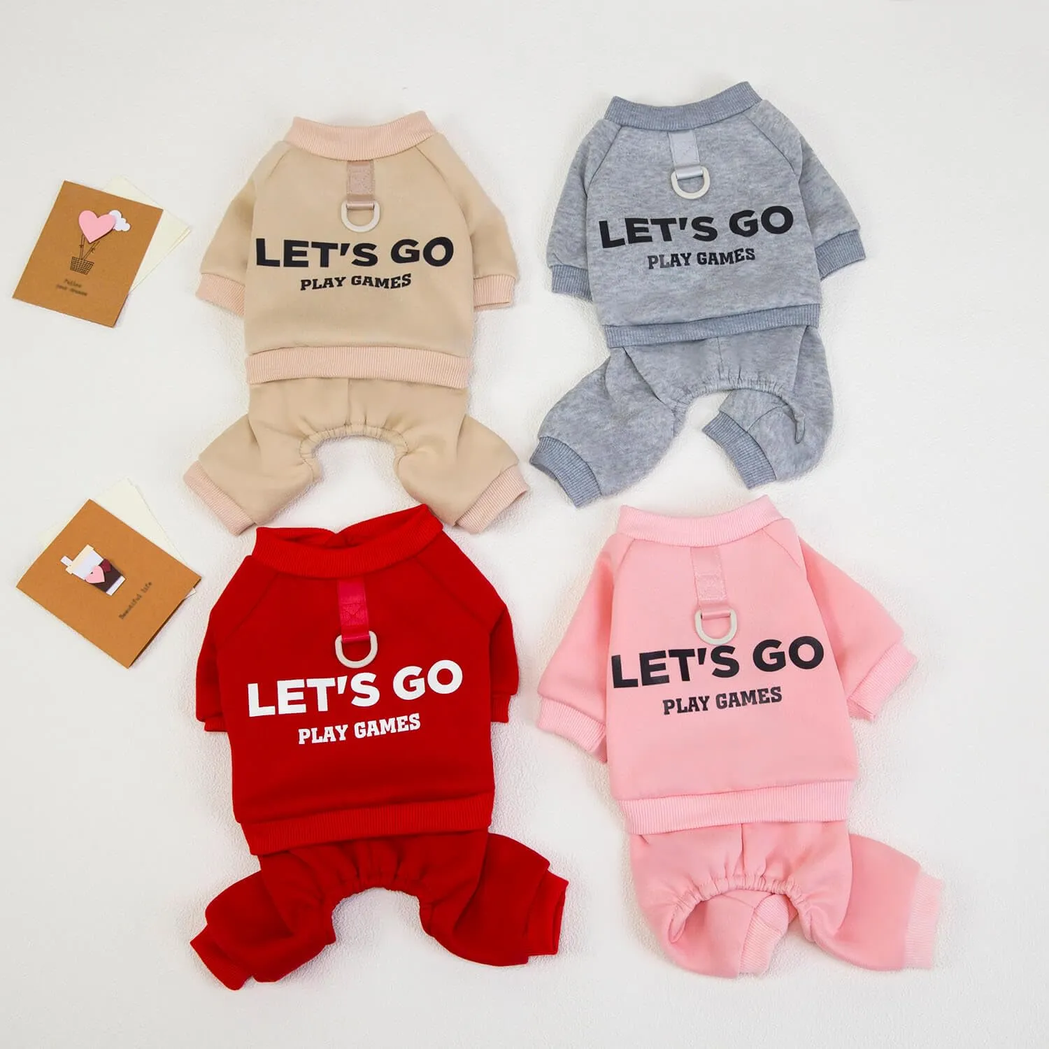 Izefia Felpa per Cani Felpe con Cappuccio Abbigliamento Let's Go Tuta a 4 Gambe Pile Maglione Senza Cappuccio Felpa Girocollo in Cotone Caldo Invernale per Cani di Piccola Taglia Gatto Medio - immagine 3