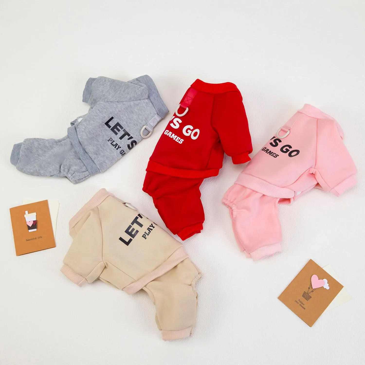 Izefia Felpa per Cani Felpe con Cappuccio Abbigliamento Let's Go Tuta a 4 Gambe Pile Maglione Senza Cappuccio Felpa Girocollo in Cotone Caldo Invernale per Cani di Piccola Taglia Gatto Medio - immagine 8