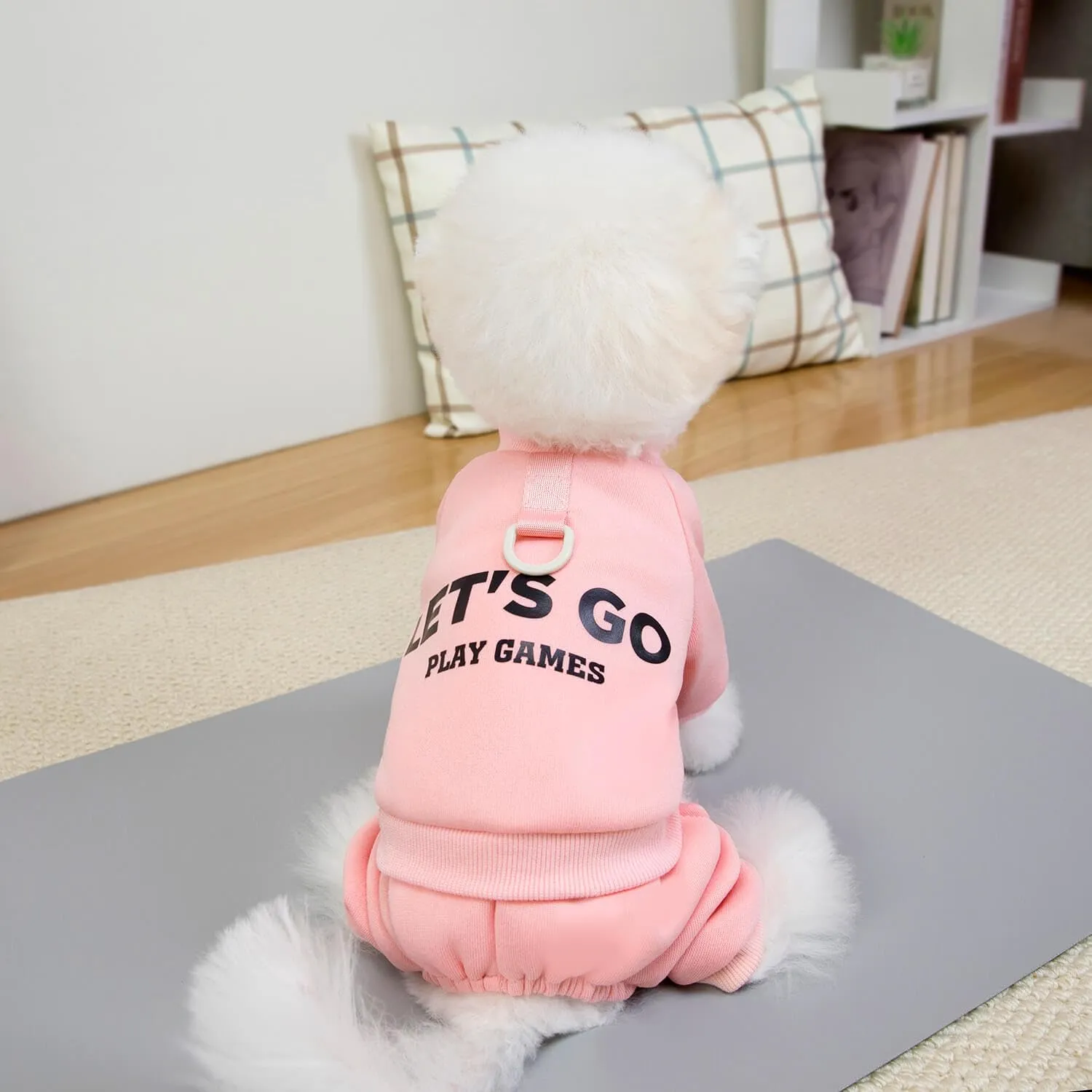 Izefia Felpa per Cani Felpe con Cappuccio Abbigliamento Let's Go Tuta a 4 Gambe Pile Maglione Senza Cappuccio Felpa Girocollo in Cotone Caldo Invernale per Cani di Piccola Taglia Gatto Medio - immagine 6