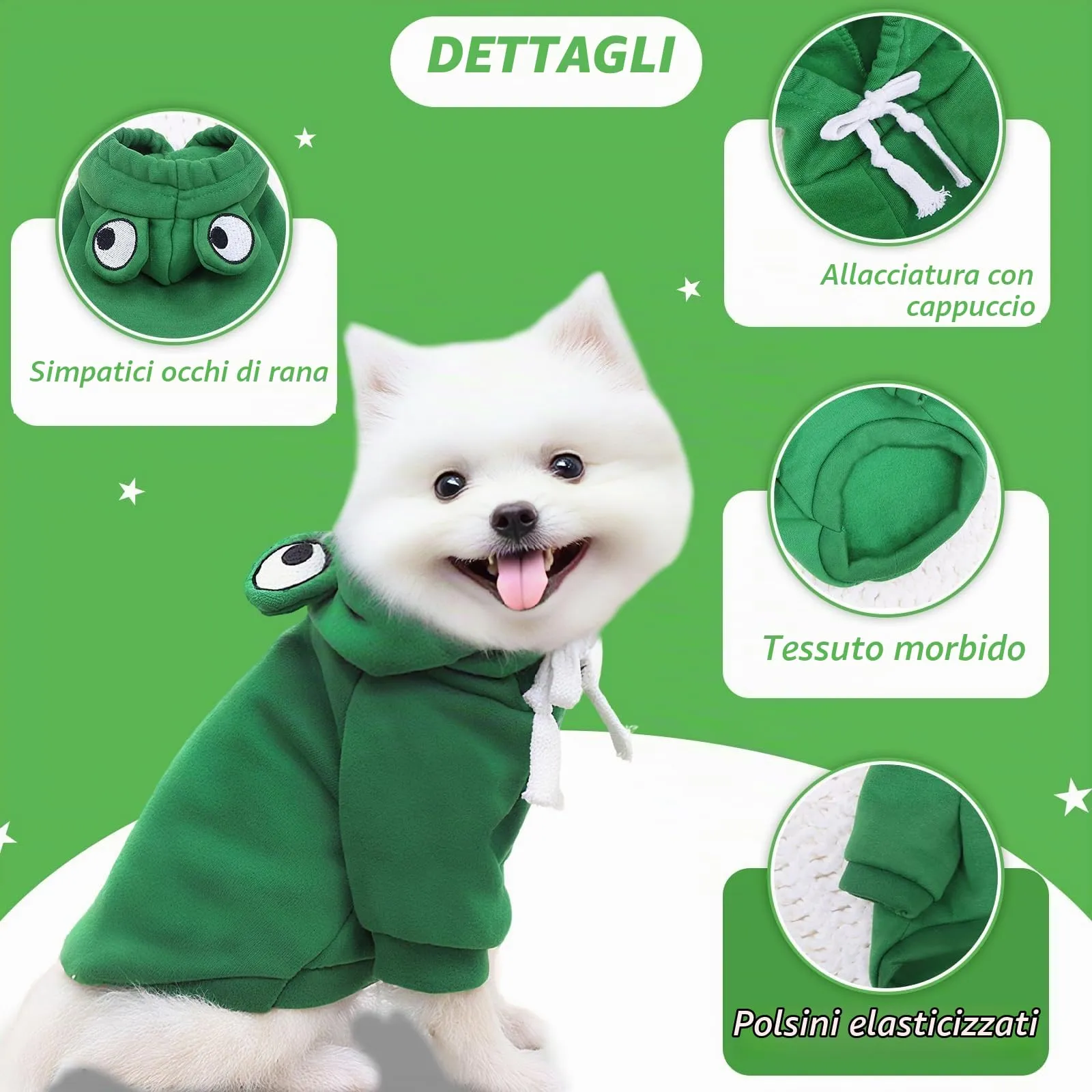 Costume Halloween Cane, 3 Pezzi Divertente Vestito di Rana Cani, Taglia S - immagine 3