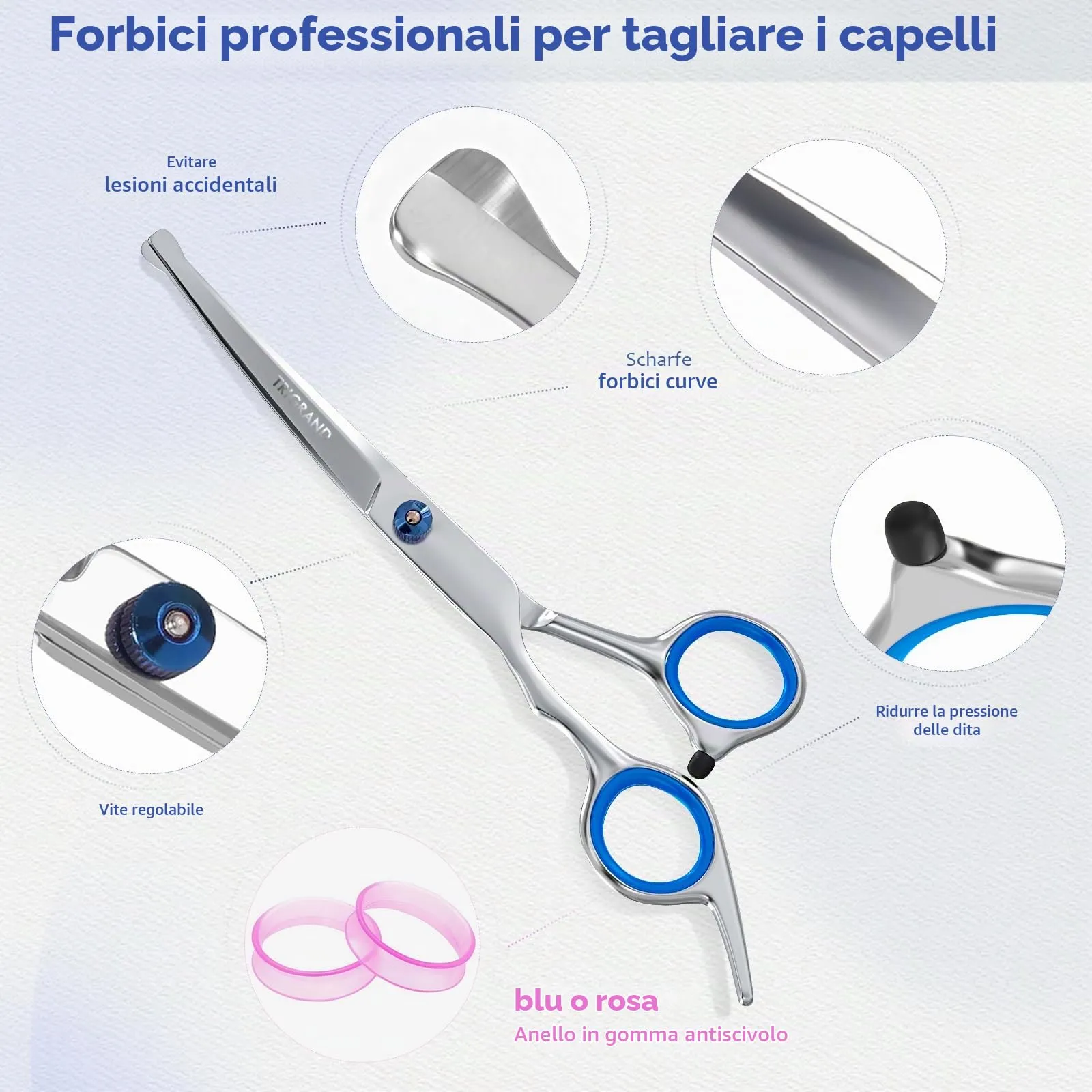 Forbici Toelettatura Cani, Acciaio Antiruggine, Punte Arrotondate Sicure, Rivestimento In Titanio, Tosatrice Professionale Per Cani Per Rifinire Muso, Zampe E Coda, Rosa - immagine 5