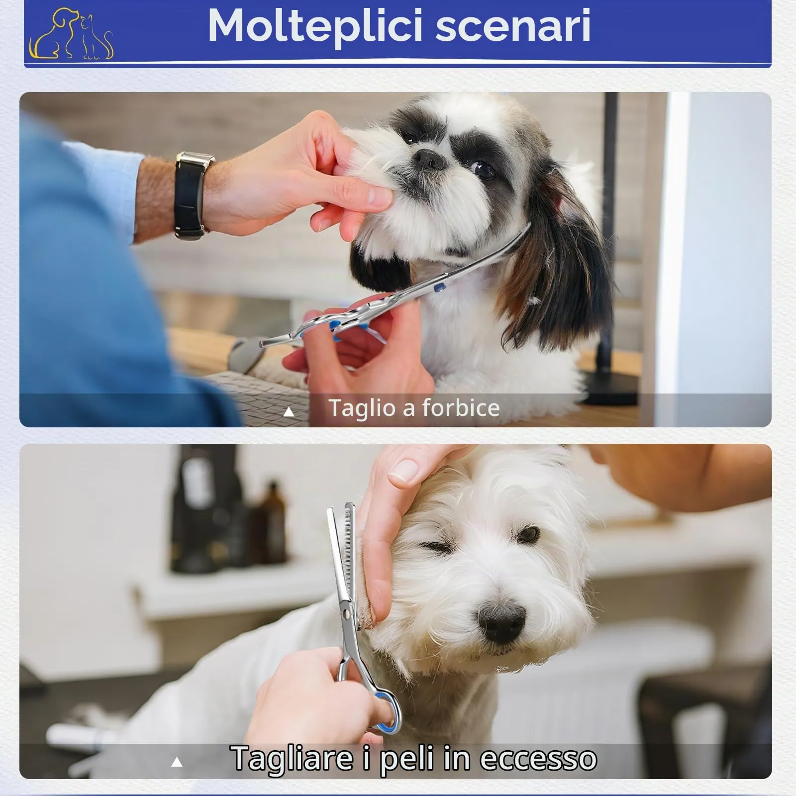 Forbici Toelettatura Cani, Acciaio Antiruggine, Punte Arrotondate Sicure, Rivestimento In Titanio, Tosatrice Professionale Per Cani Per Rifinire Muso, Zampe E Coda, Rosa - immagine 7