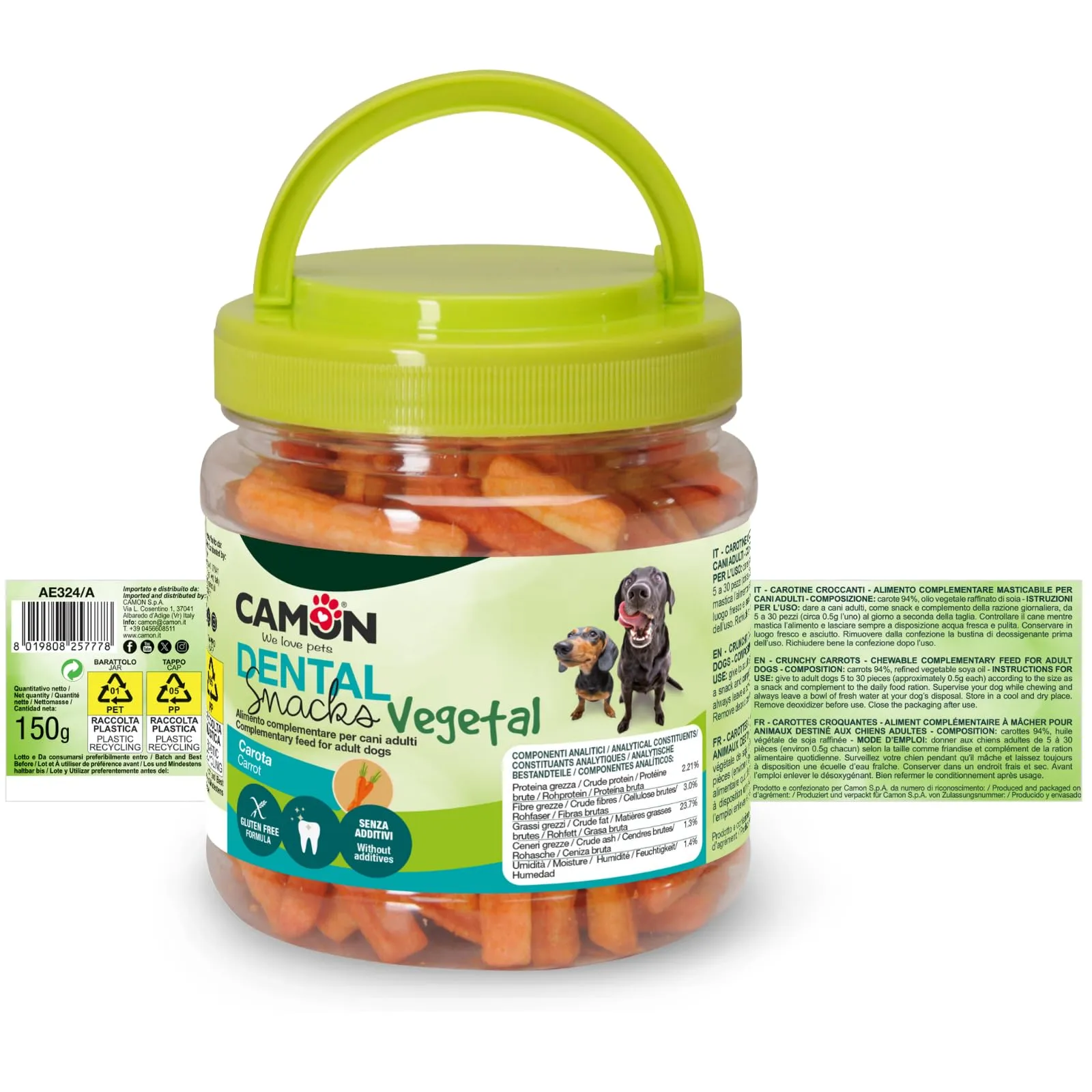 CAMON Dental Snacks Vegetal - Carotine Croccanti, 150g - immagine 2