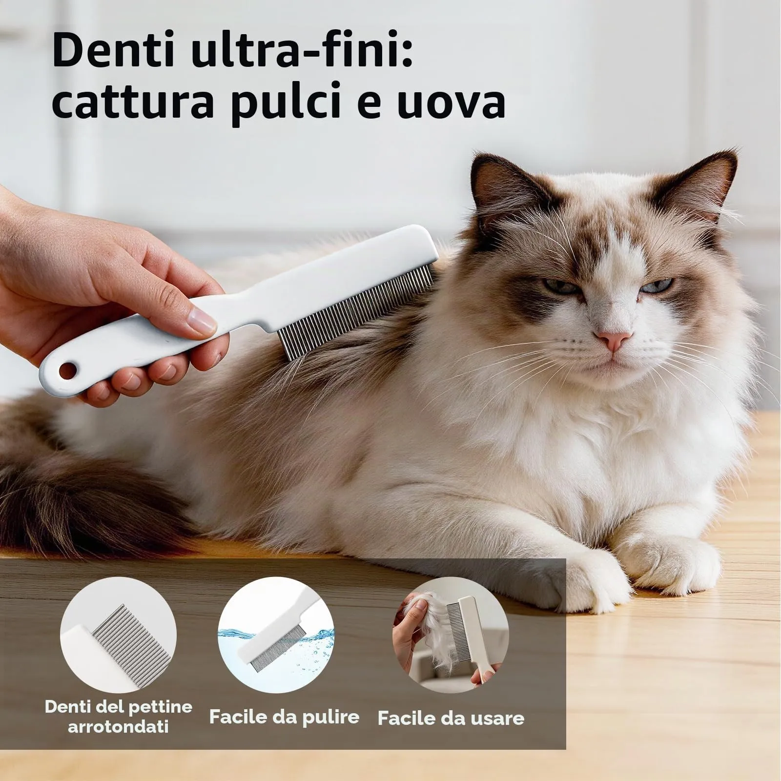 Oderra Spazzola per Gatto e Cane con Pettine Anti-Pulci - immagine 3