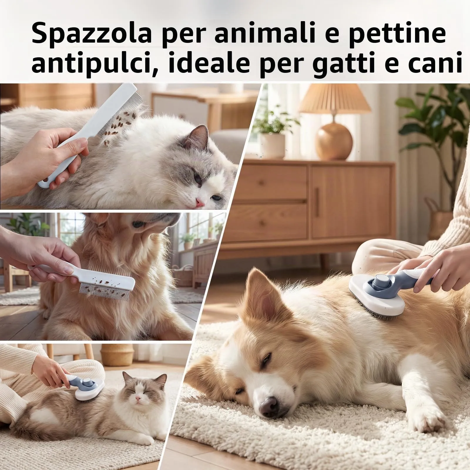 Oderra Spazzola per Gatto e Cane con Pettine Anti-Pulci - immagine 7