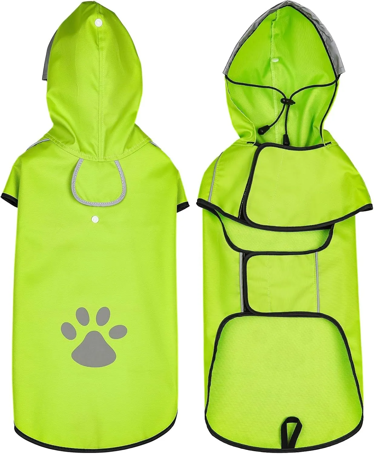 Impermeabile per cani in tessuto Oxford verde – 100% impermeabile con cappuccio e dettagli riflettenti, ultraleggero con foro per pettorina (taglia piccola) - immagine 5