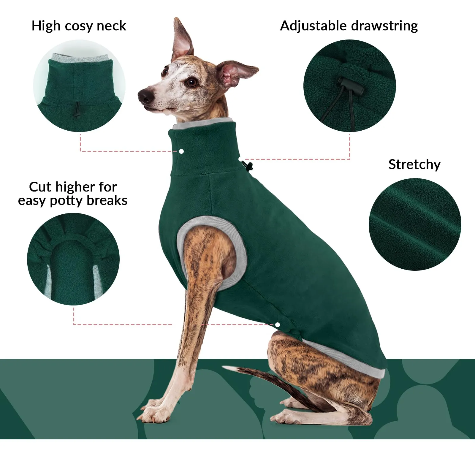 Pigiama in pile per levriero - Cappotto Lurcher - Verde - Taglia 2XL - immagine 4