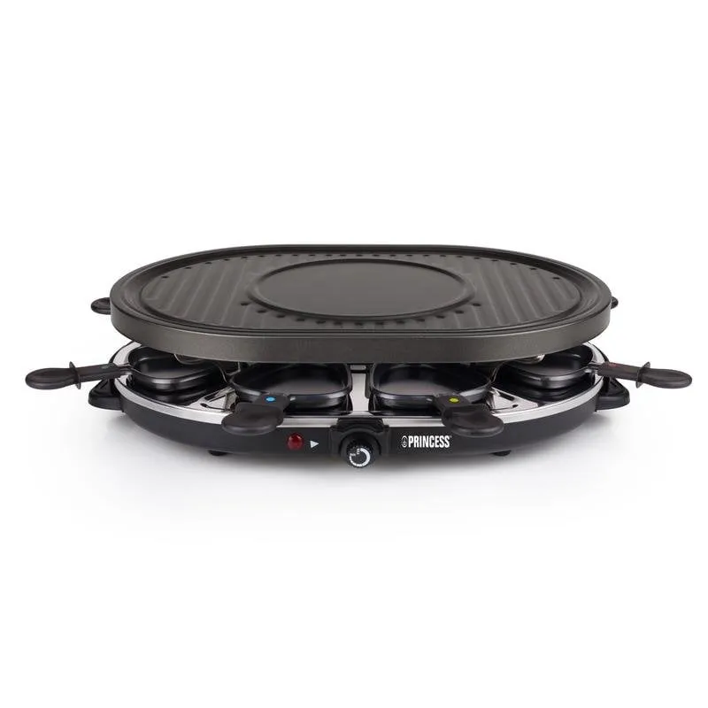 Parrilla Princess 162700 Oval Grill Party Raclette 1200 W 8 persone crepes acciaio inox - immagine 1