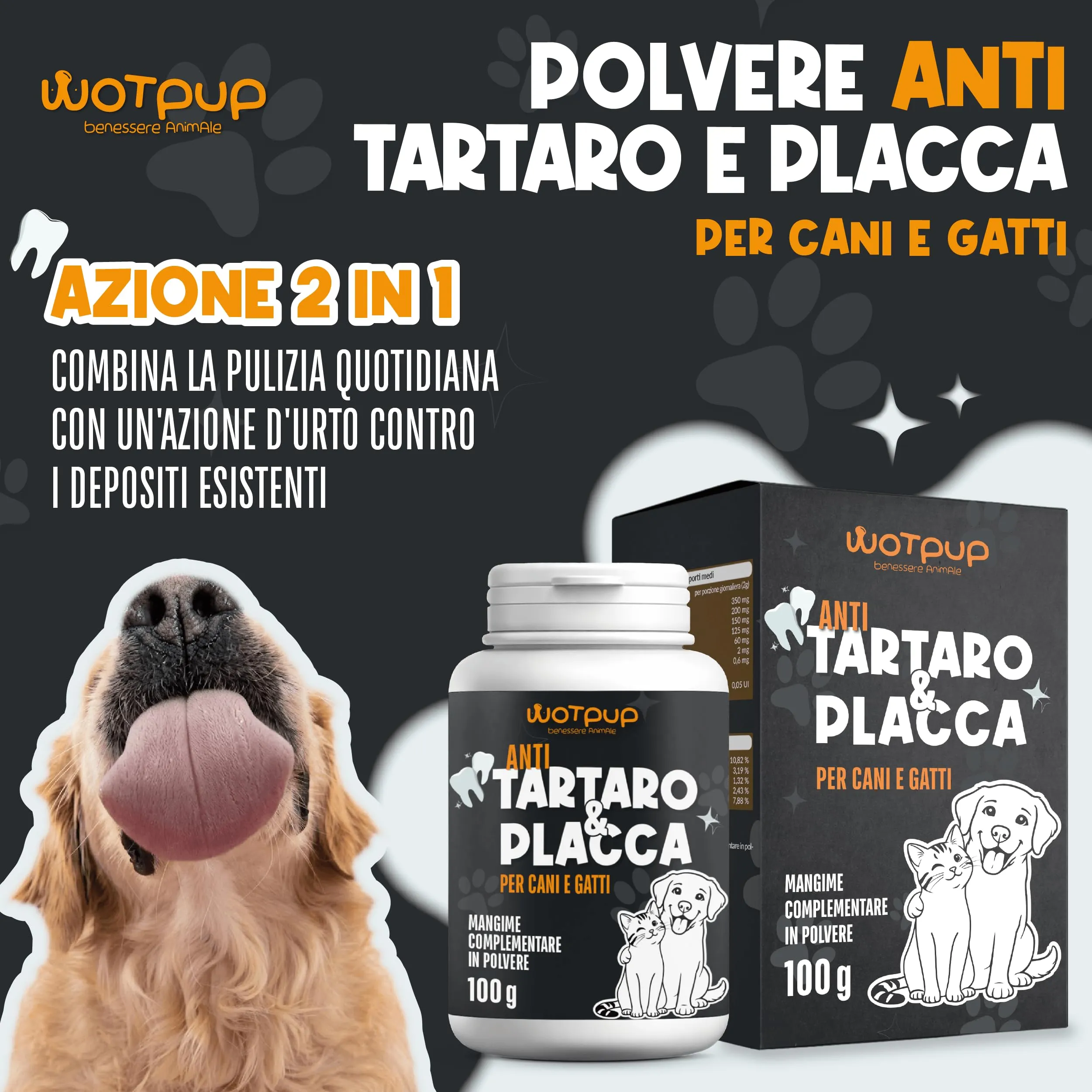 Dental Bright Cani, Pulizia Denti Cane e Gatto. Polvere Dentale Naturale - immagine 2