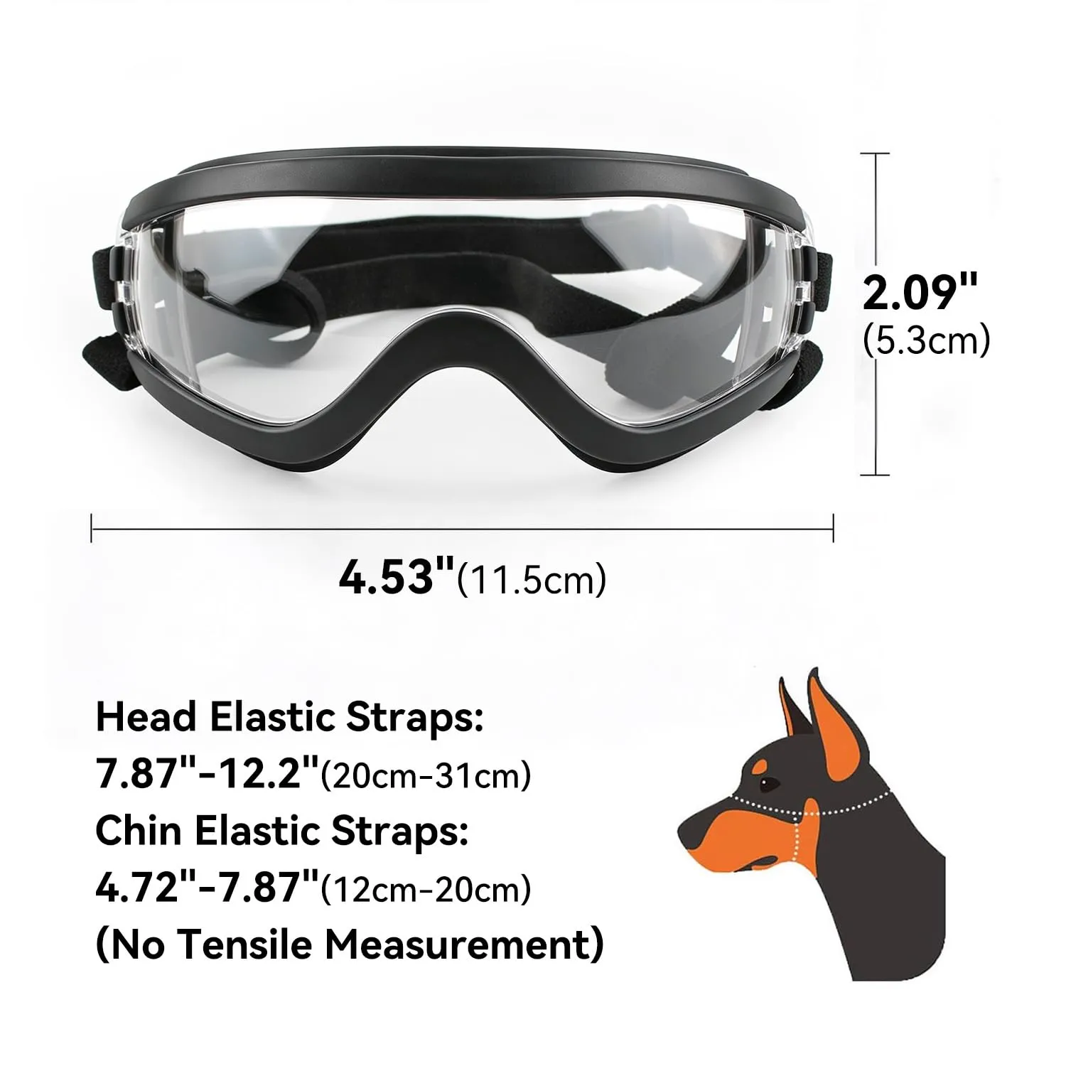 PETLESO Occhiali per cani di taglia media, anti-UV, antivento, con fascia elastica regolabile, occhiali da sole per cani di taglia media, trasparenti, M - immagine 5