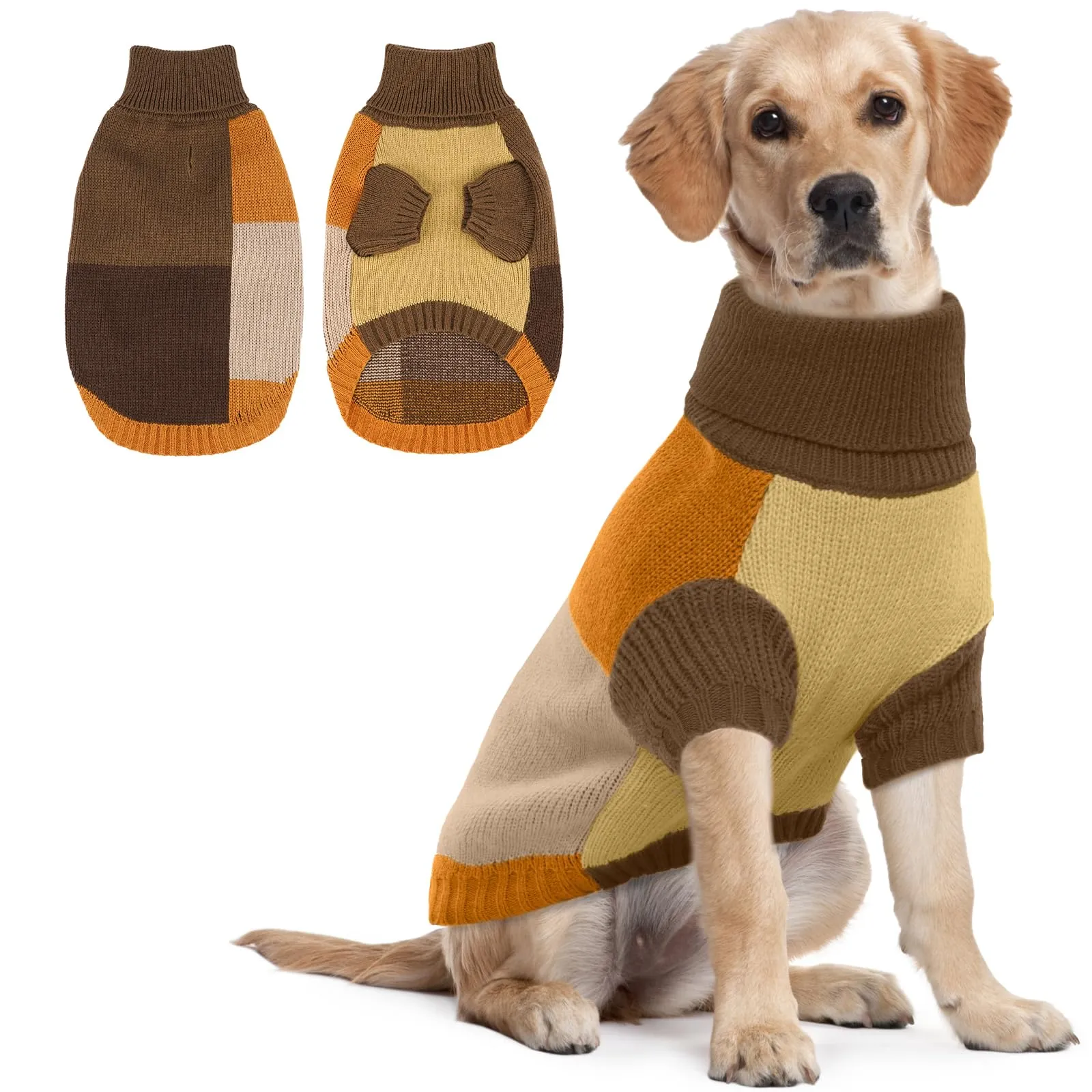 Maglione per cani di taglia grande, caldo maglione per cani in maglia acrilica con collo alto e foro per imbracatura, abbigliamento invernale per passeggiate per cani | Pit Bull, Lean Lab, Border - immagine 1