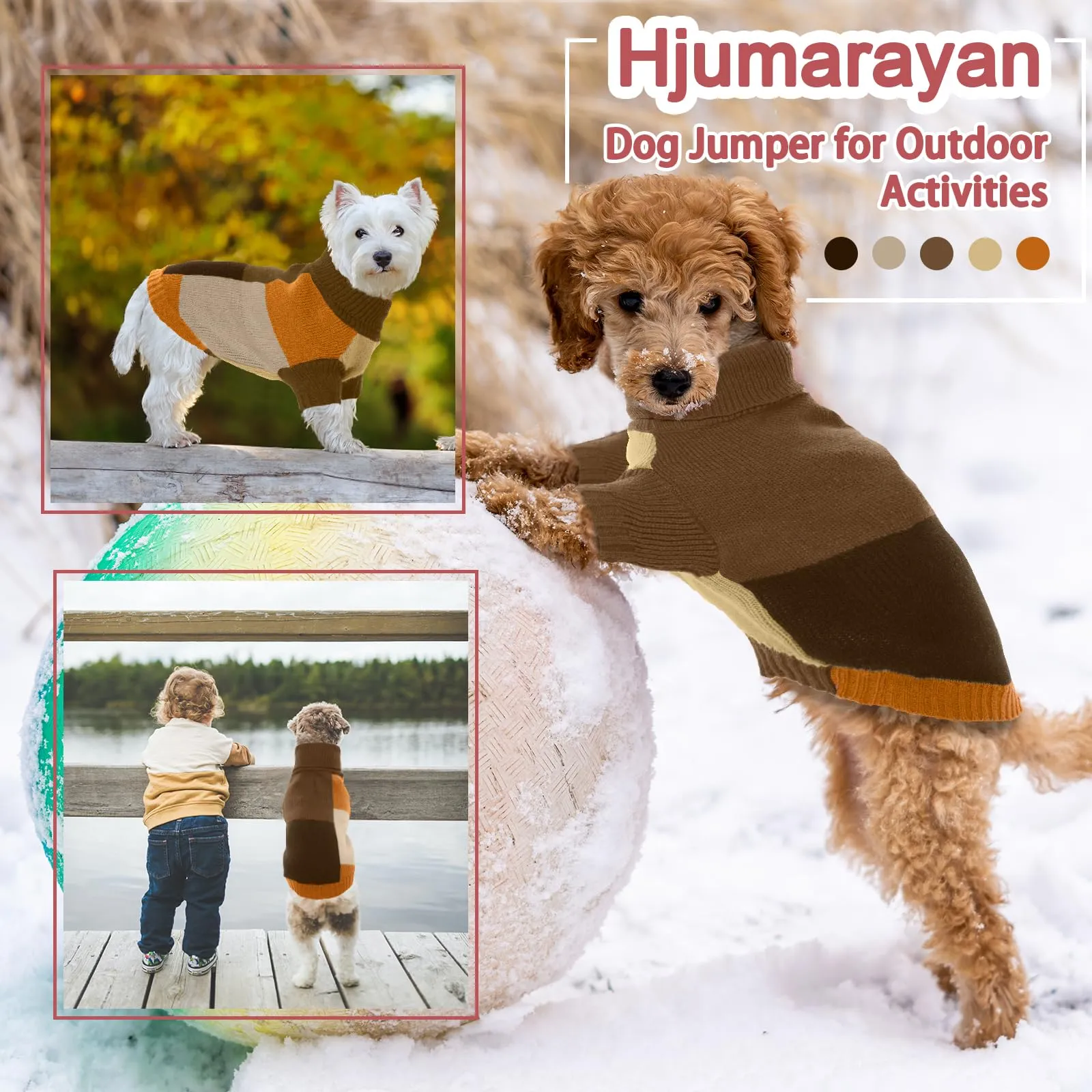 Maglione per cani di taglia media, caldo maglione invernale in maglia con foro per guinzaglio e collo alto, comodo maglione per cani per Natale, Border Collie, misto autunnale, XL - immagine 6