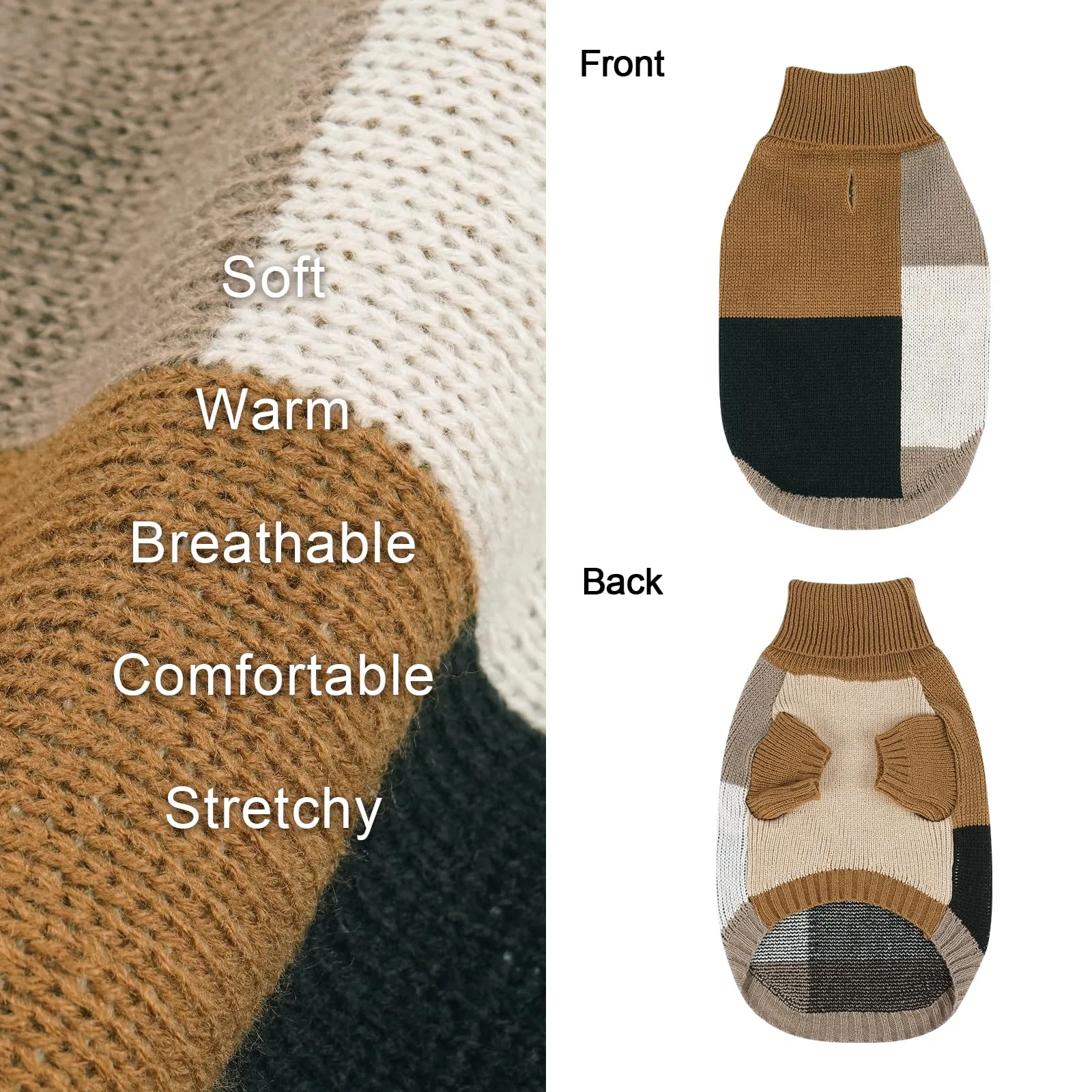 Maglione per cani di taglia media | Maglione lavorato a maglia per cani caldo per l'inverno con occhielli per guinzaglio e dolcevita | Comodo maglione natalizio per cani | Border Collie - immagine 2