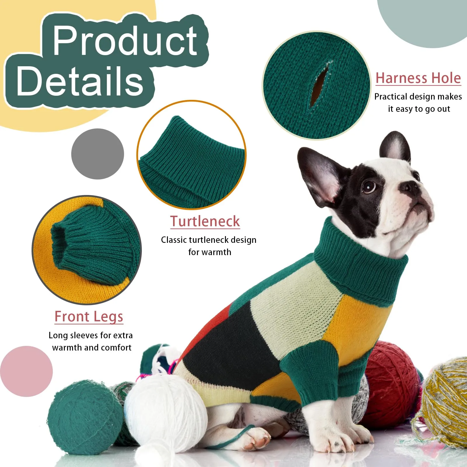 Pullover per cani di taglia media | Maglione caldo invernale per cani con foro per guinzaglio e collo alto | Maglione comodo per cani di Natale | Staffordshire, Forest Blend XXL - immagine 4