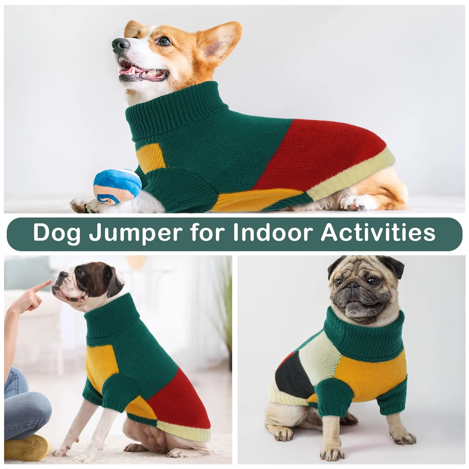 Pullover per cani di taglia media | Maglione caldo invernale per cani con foro per guinzaglio e collo alto | Maglione comodo per cani di Natale | Staffordshire, Forest Blend XXL - immagine 5