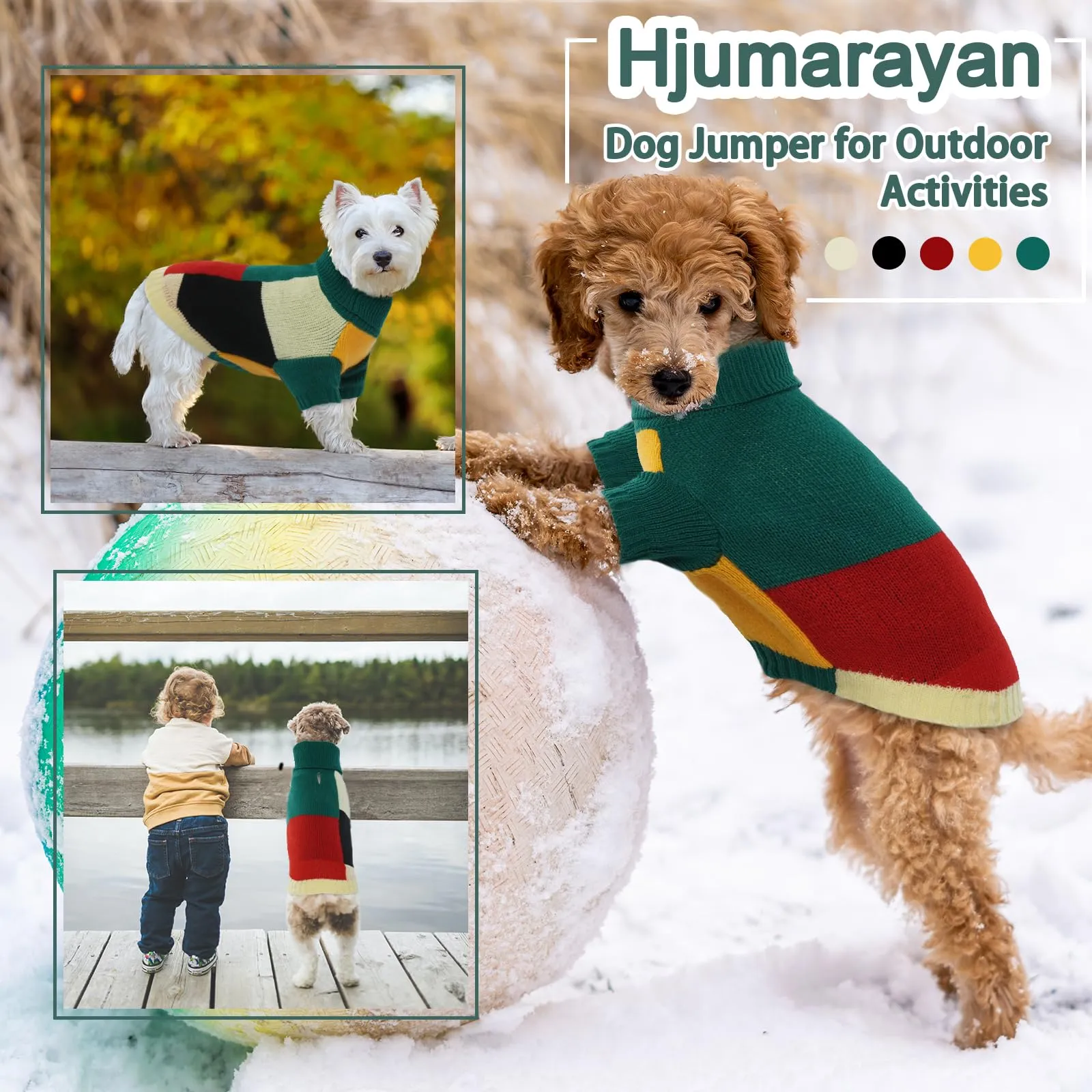 Pullover per cani di taglia media | Maglione caldo invernale per cani con foro per guinzaglio e collo alto | Maglione comodo per cani di Natale | Staffordshire, Forest Blend XXL - immagine 6