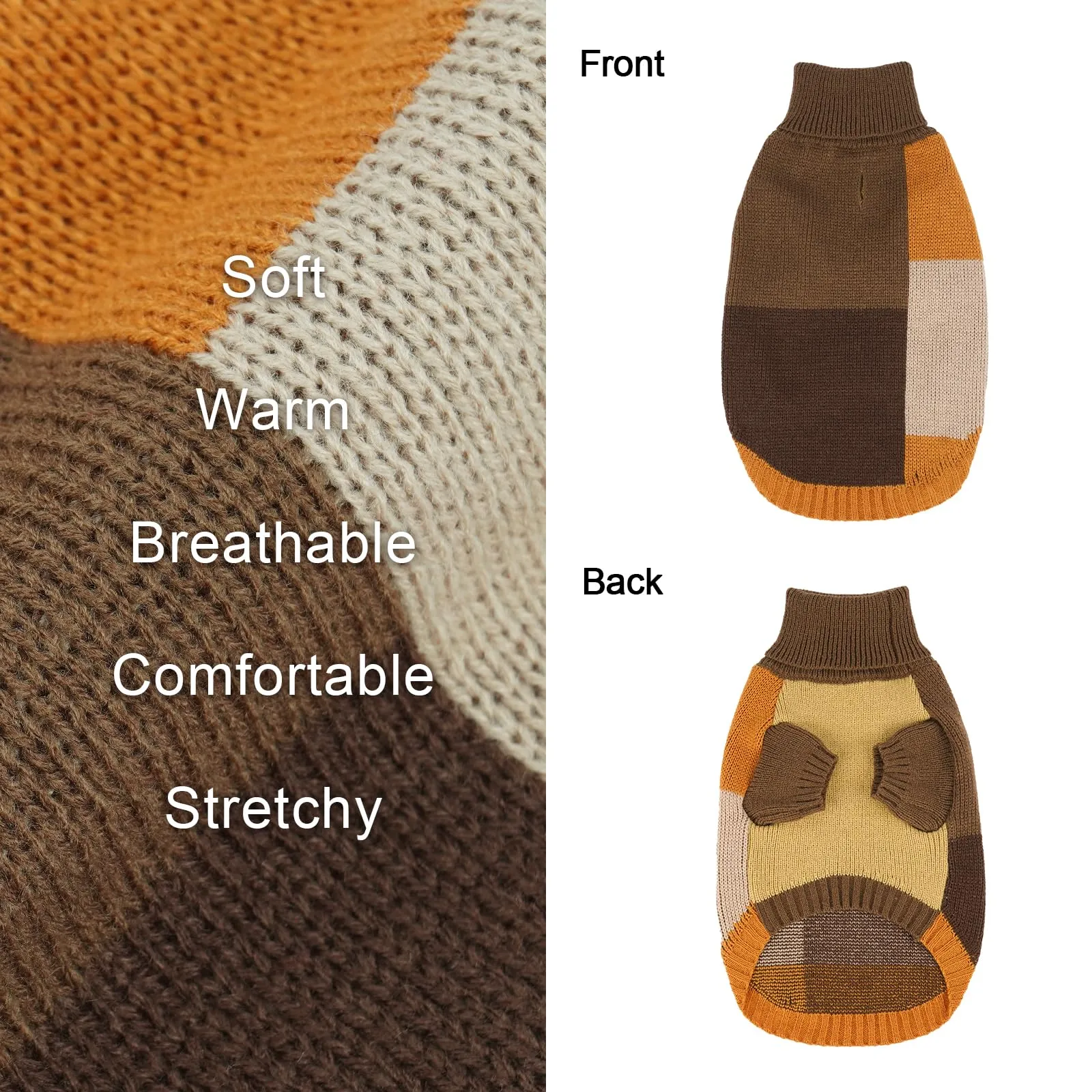 Maglione per cani di piccola taglia, maglione lavorato a maglia caldo per l'inverno con foro per imbracatura e collo alto, comodo maglione per cani di Natale, Maltese, mini bassotto, autunno blend, S - immagine 2