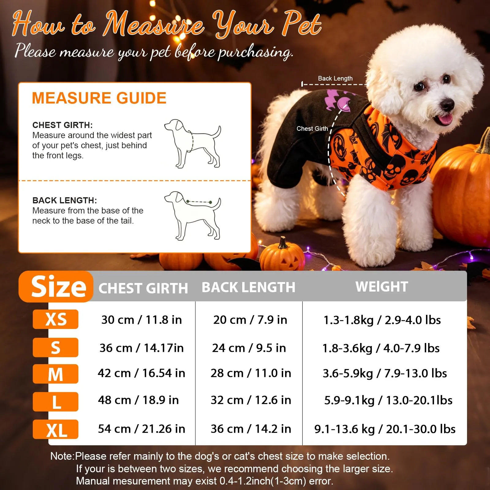 Beyinkoy Pigiama Halloween per cani, tutina 2-in-1 con zucche e pipistrelli - immagine 4
