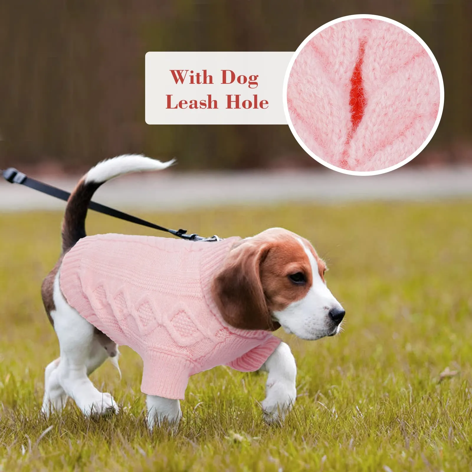 Hjumarayan Maglione invernale per cane - Maglione caldo in tricot per cane per i giorni freddi contro il freddo e il vento - Abbigliamento confortevole con apertura per il guinzaglio - Per cani di - immagine 7