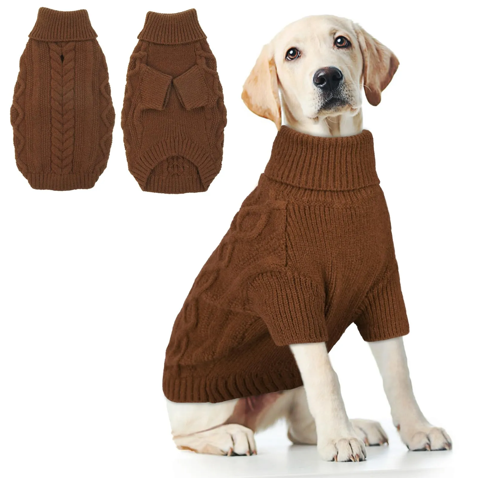 Hjumarayan Maglione invernale per cane - Maglione caldo in tricot per cani per i giorni freddi contro il freddo e il vento - Abbigliamento confortevole con apertura per il guinzaglio - Per cani di - immagine 1