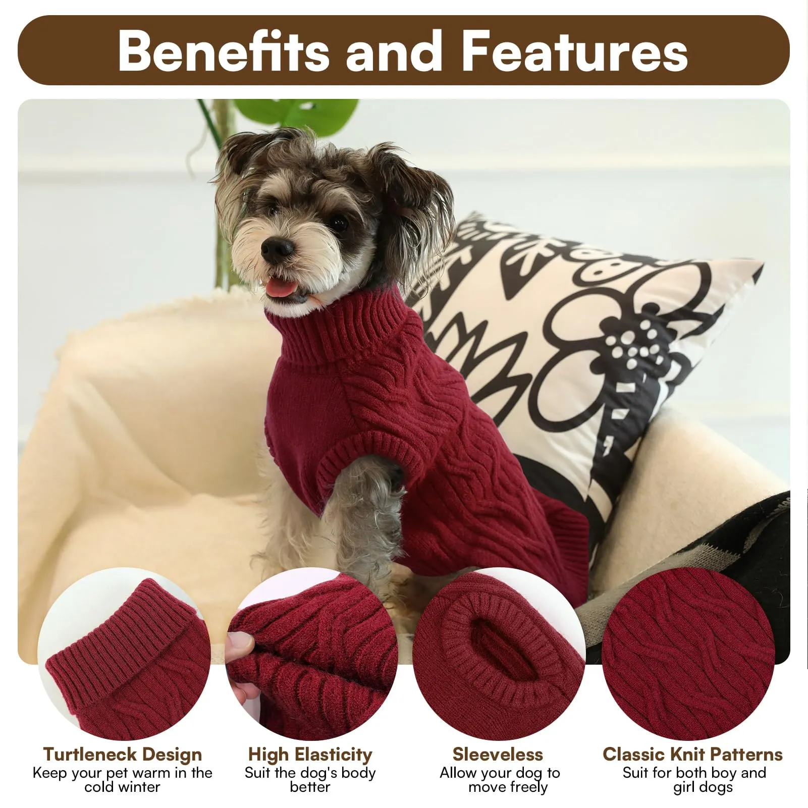Queenmore Maglioncino Cane XS Maglioncino Cane Piccolo, Morbido Dolcevita - immagine 3