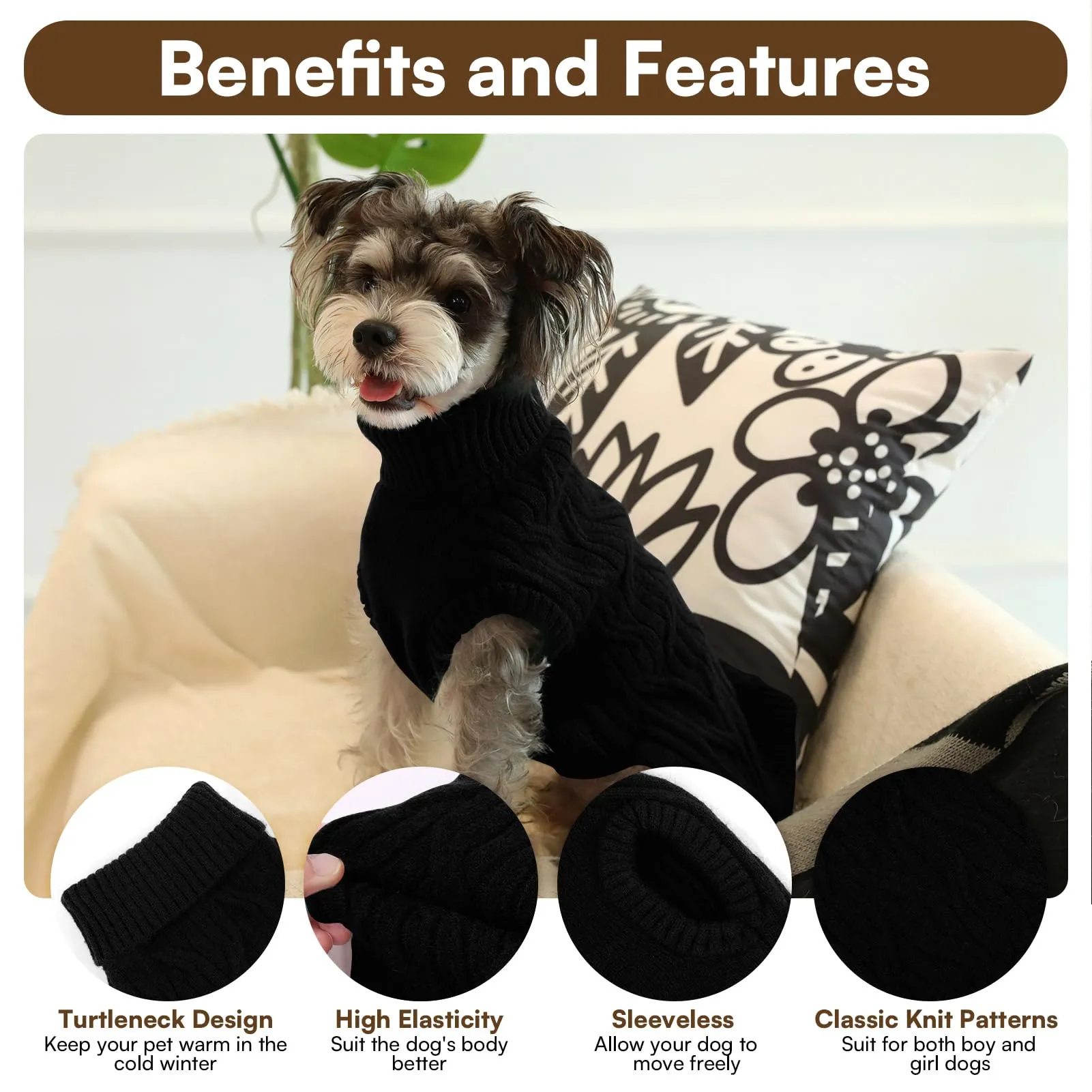 Queenmore Maglione Cane XS - Maglioncino Cane Piccola, Morbido Dolcevita - immagine 3