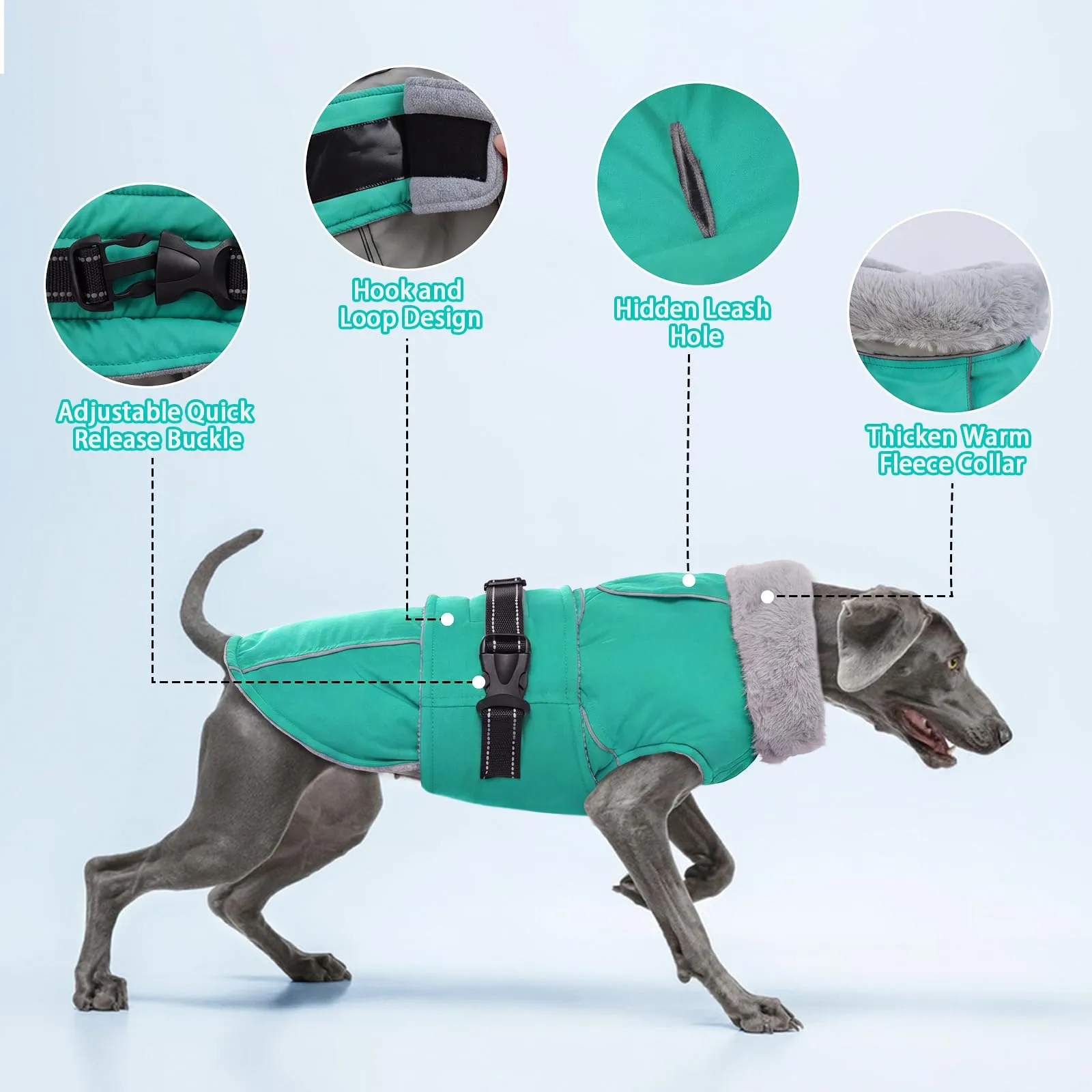 Cappotto in pile per cani, impermeabile e accogliente per cani di piccola taglia, per il freddo, antivento, invernale, riscaldato, con fodera in pile, per pioggia leggera, giorni di nebbia, clima - immagine 4