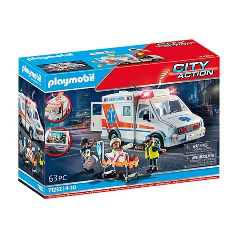 Set Giocattolo Playmobil Ambulance Multicolore 63 Pezzi con Veicolo e Figure - immagine 1