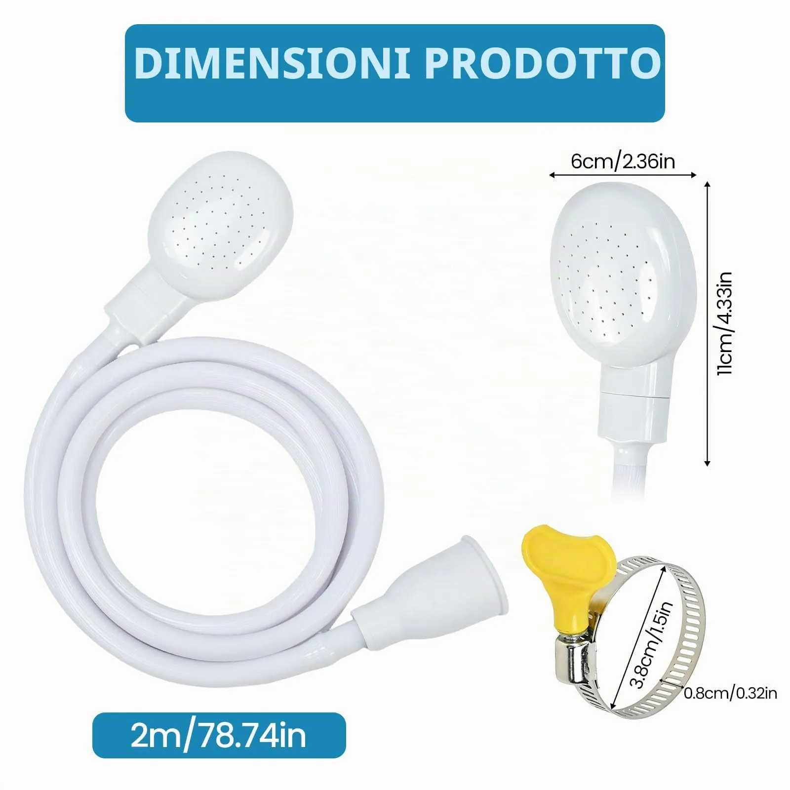 PULCINELLI Doccetta Portatile Multifunzionale per Lavandino con Tubo 2M - immagine 2