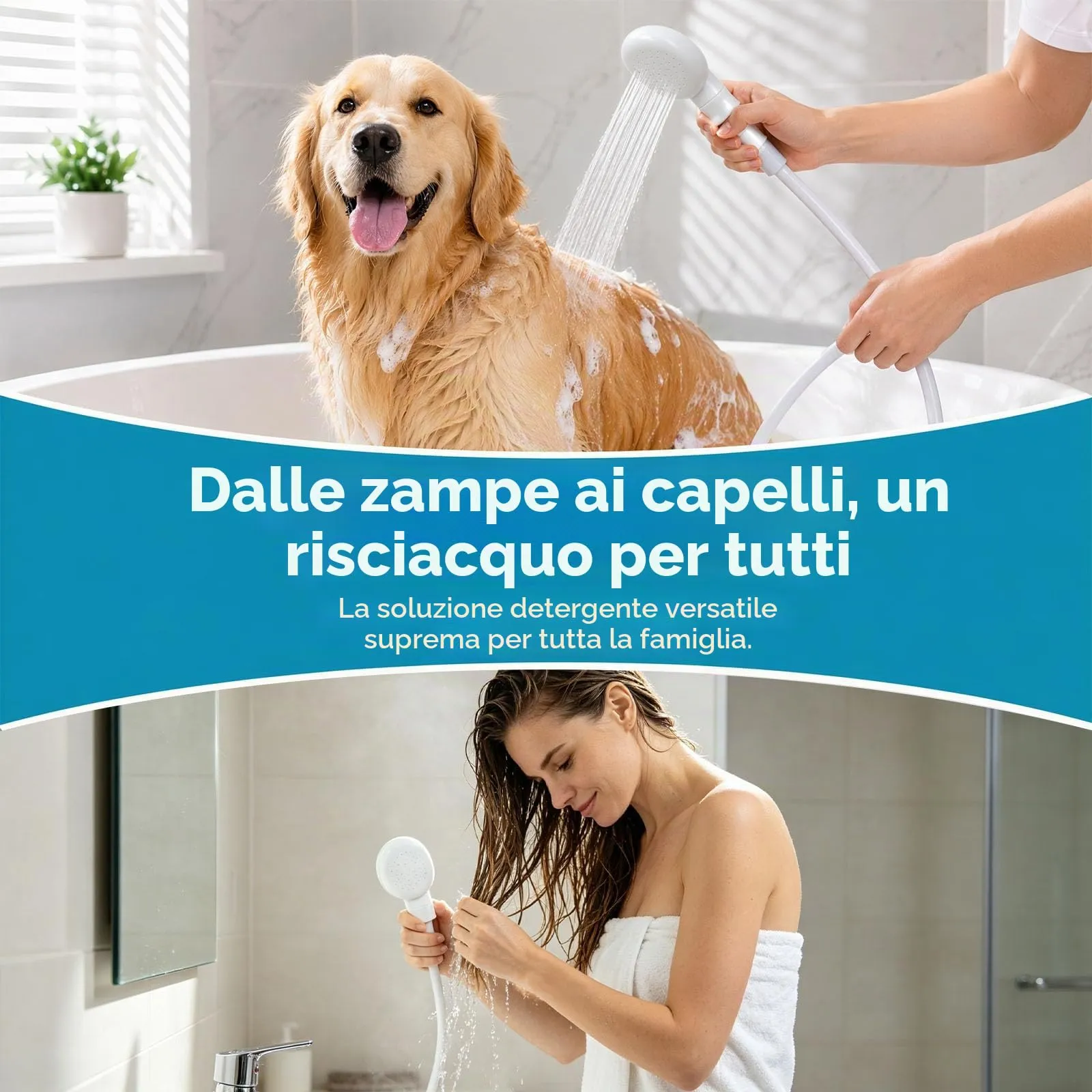 PULCINELLI Doccetta Portatile Multifunzionale per Lavandino con Tubo 2M - immagine 3