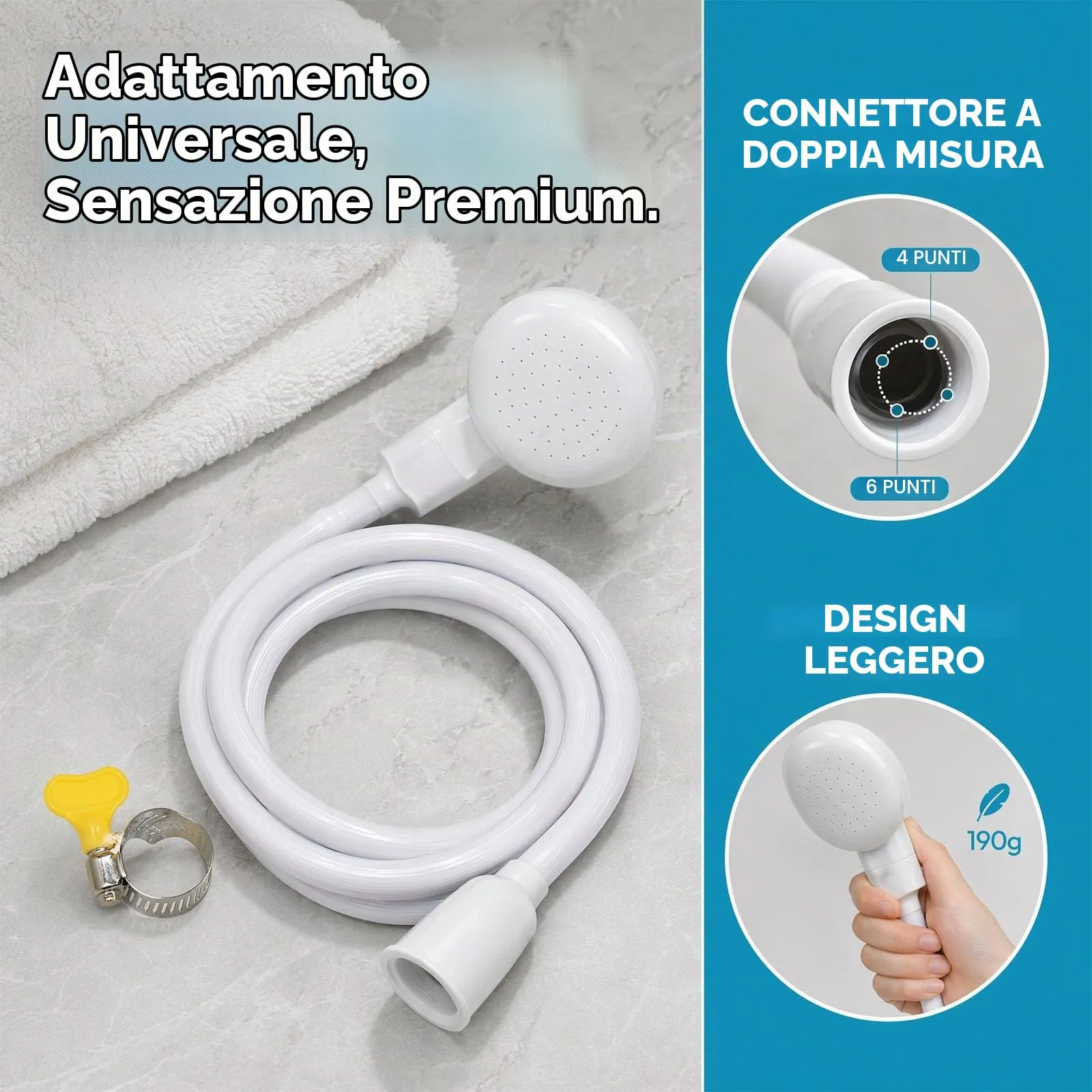 PULCINELLI Doccetta Portatile Multifunzionale per Lavandino con Tubo 2M - immagine 7