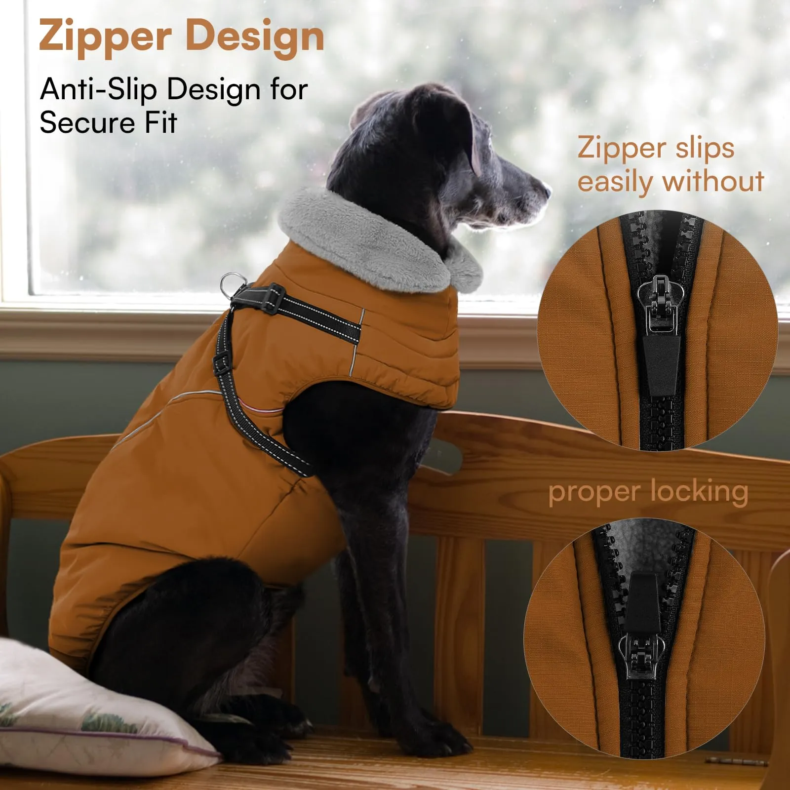 Queenmore Cappotto Impermeabile Cane Riflettente Cappottino Cane con Arnese - immagine 8