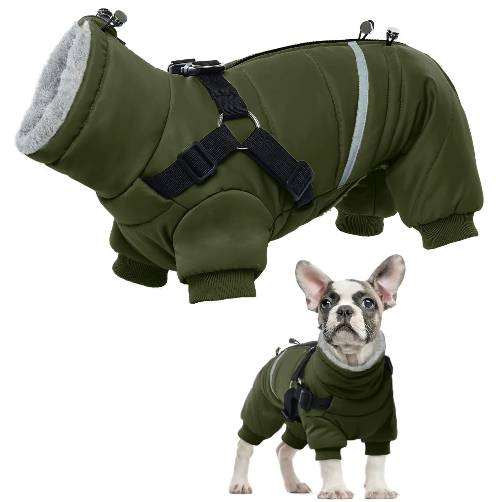 Cappotto per cani con imbracatura integrata, caldo con gambe, cappotto per cani di taglia media, alla moda, sportivo, tutto in uno, con gambe, mantiene gli animali domestici asciutti, caldi e comodi - immagine 1
